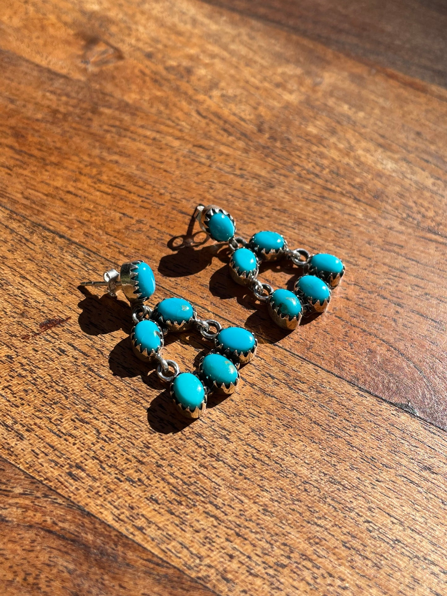 Kingman Turquoise Chandelier Stud Earrings | 925 Sterling Silver C823