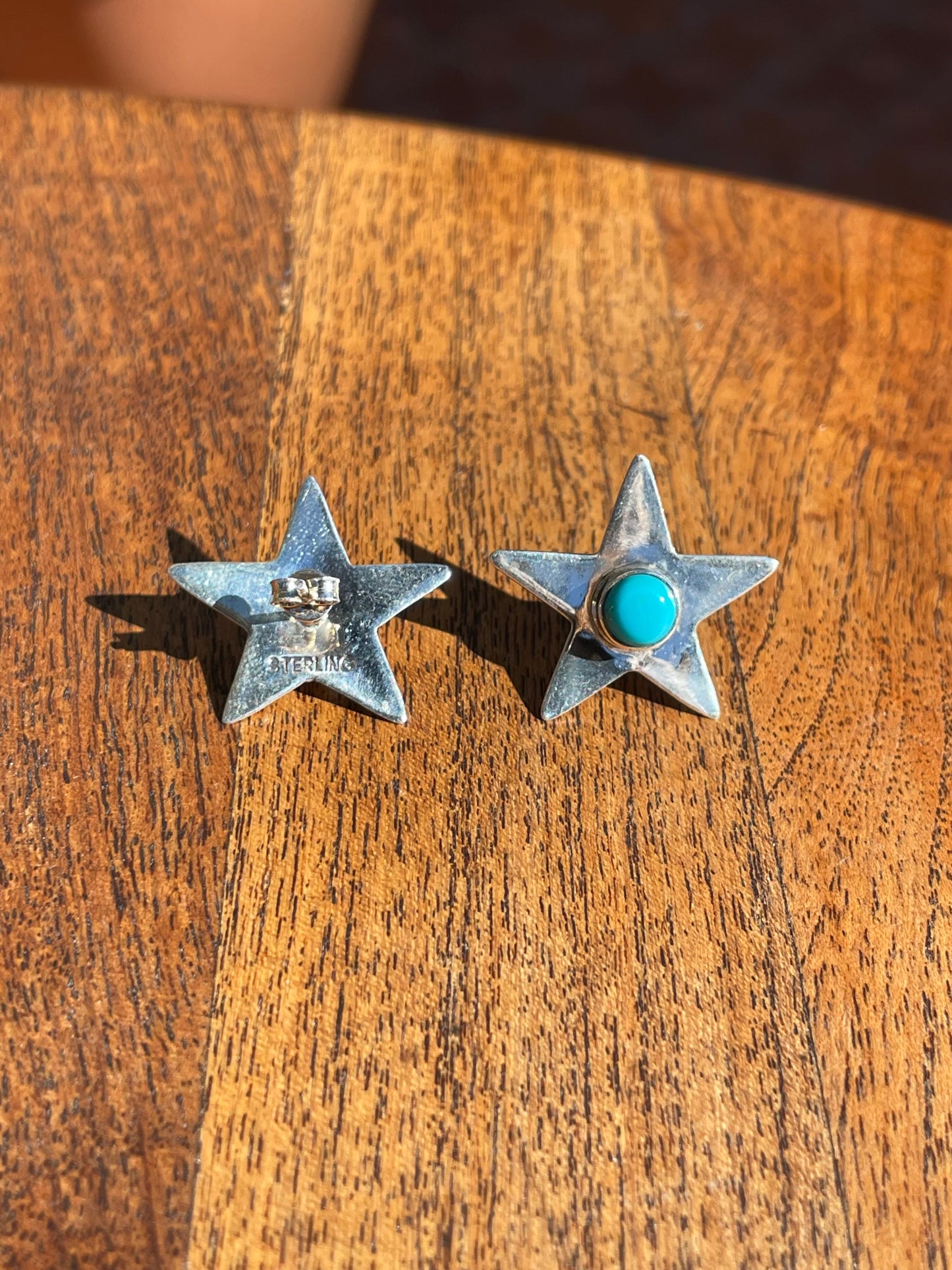 Kingman Turquoise Star Stud Earrings | 925 Sterling Silver C825
