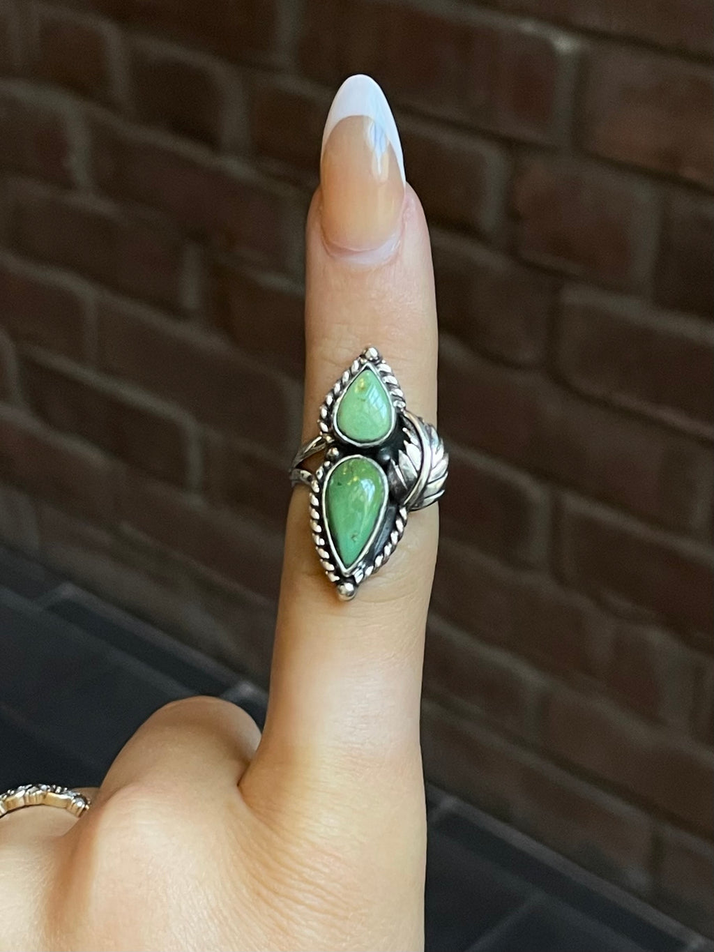 Turquoise Tear Drop Ring Size 6.75 | Sterling Silver E855