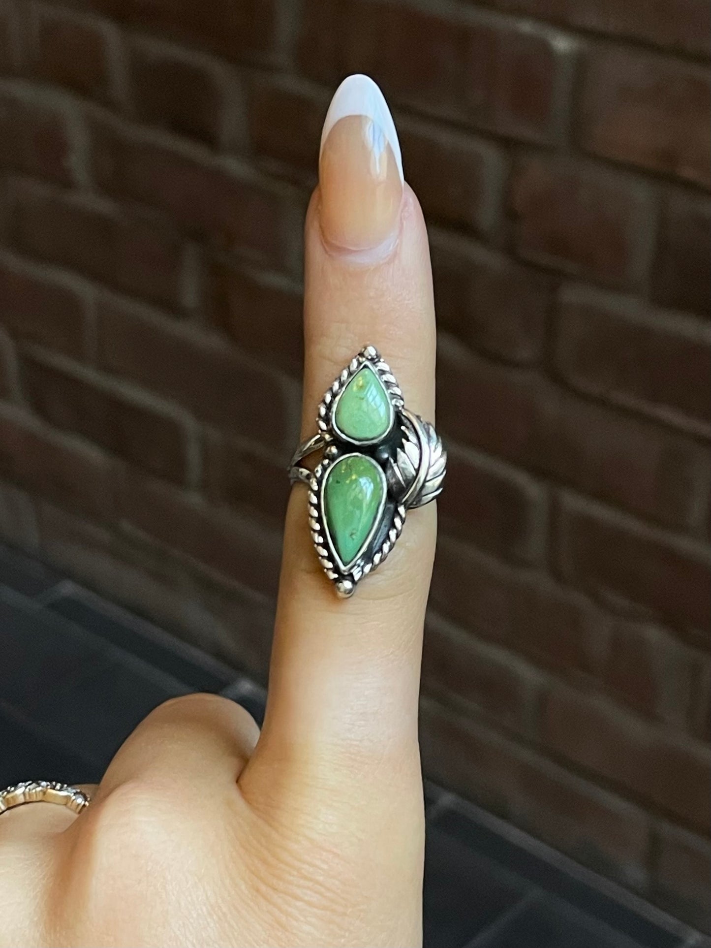 Turquoise Tear Drop Ring Size 6.75 | Sterling Silver E855
