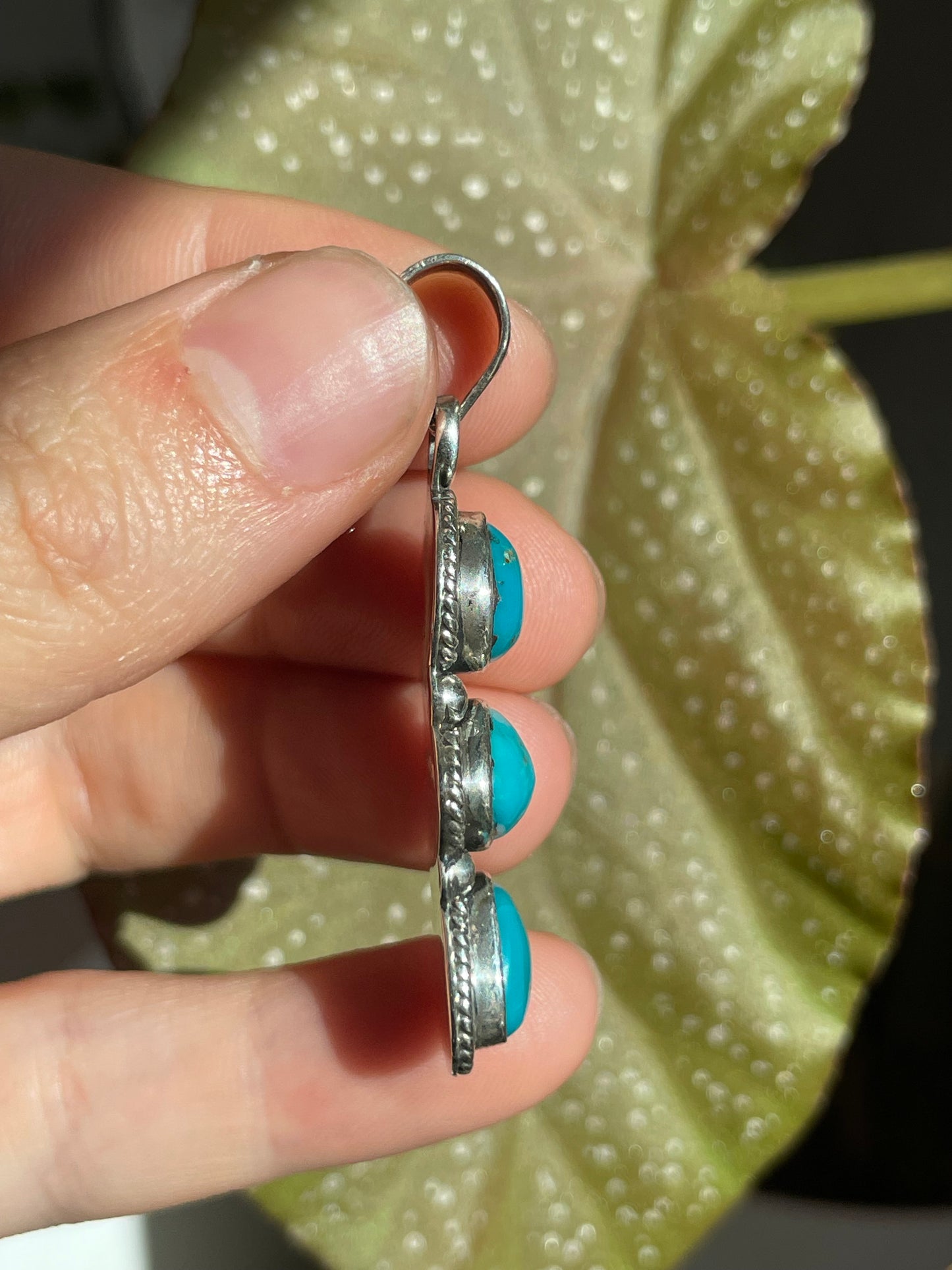 Turquoise 3 Stone Pendant | Sterling Silver 925 B851