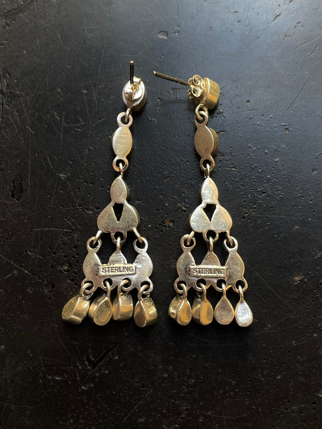 Kingman Turquoise Stud Dangle Earrings | 925 Sterling Silver G658