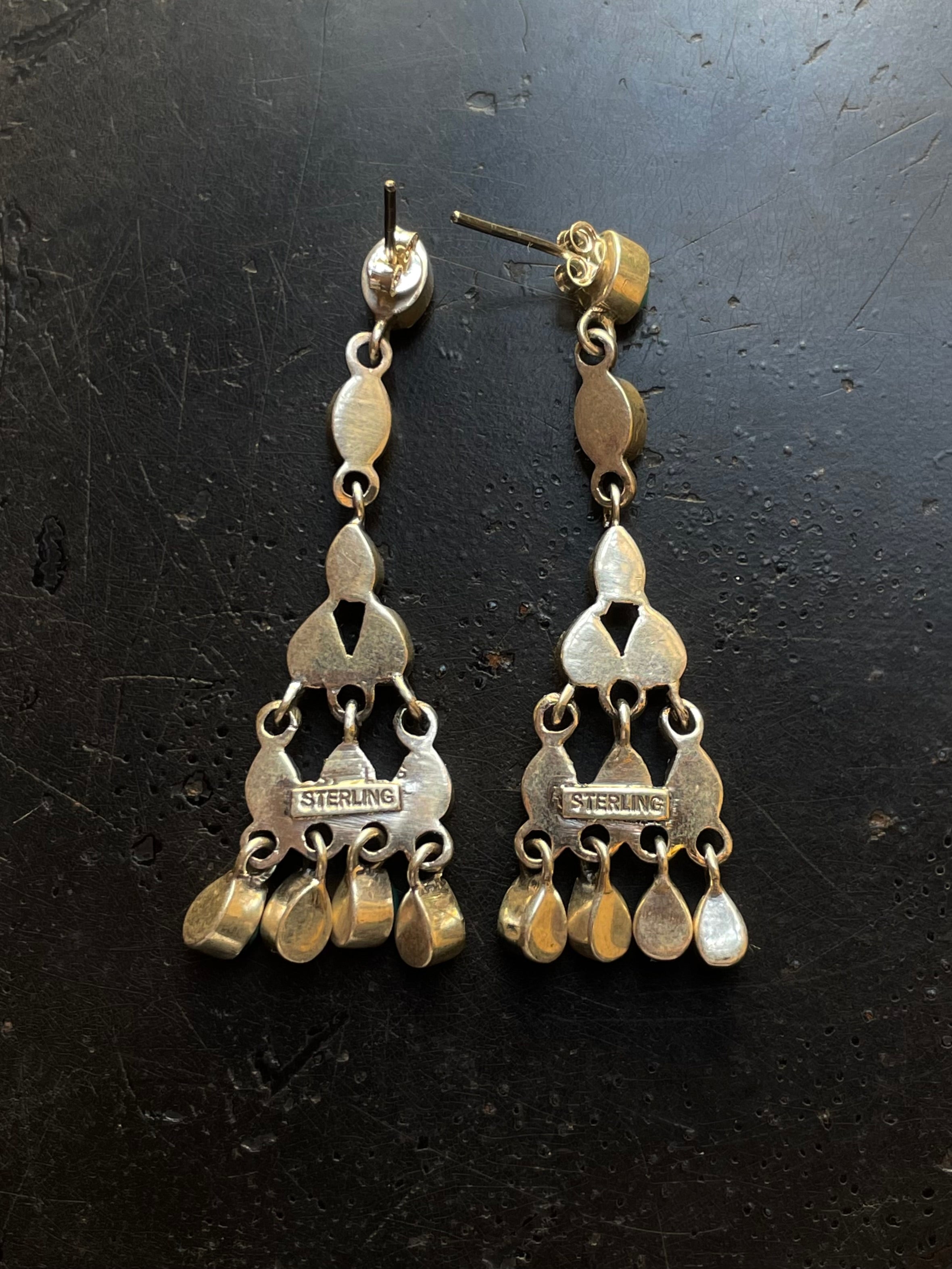 Kingman Turquoise Stud Dangle Earrings | 925 Sterling Silver G658