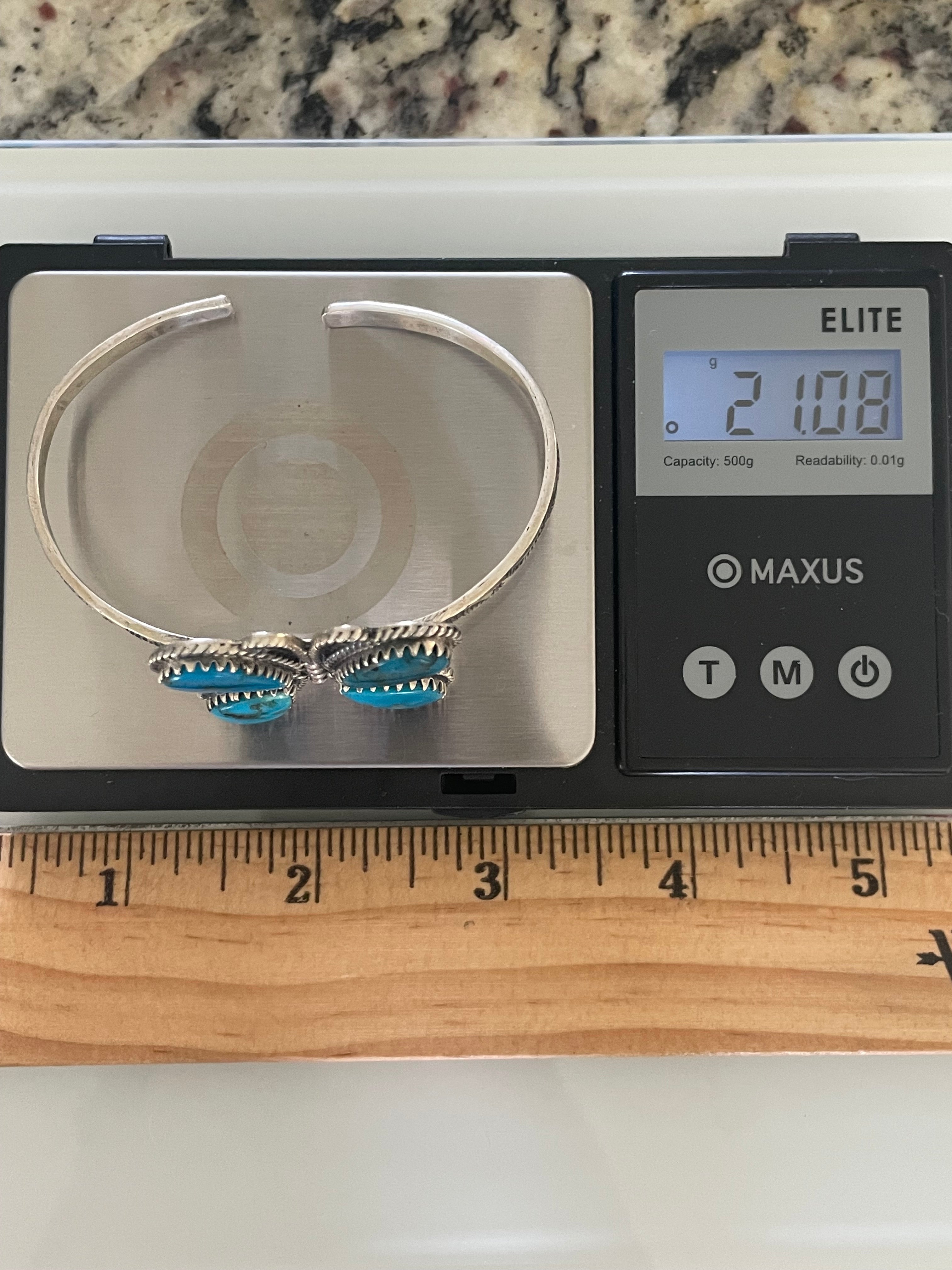 Kingman Turquoise Butterfly Cuff Bracelet | Sterling Silver G457