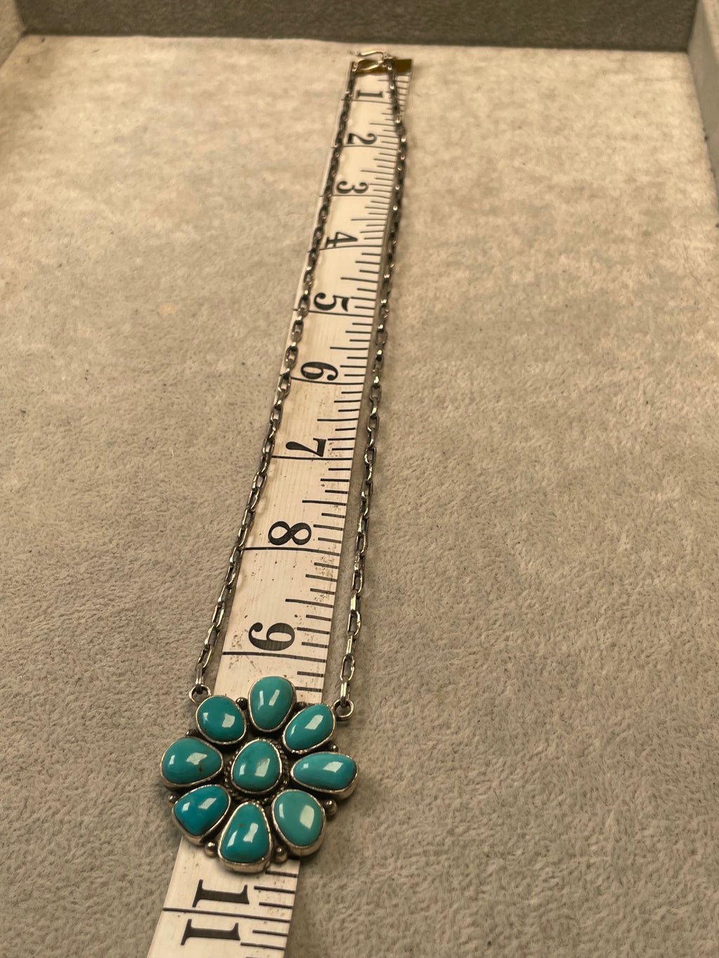 Kingman Turquoise Flower Necklace | 925 Sterling Silver D200