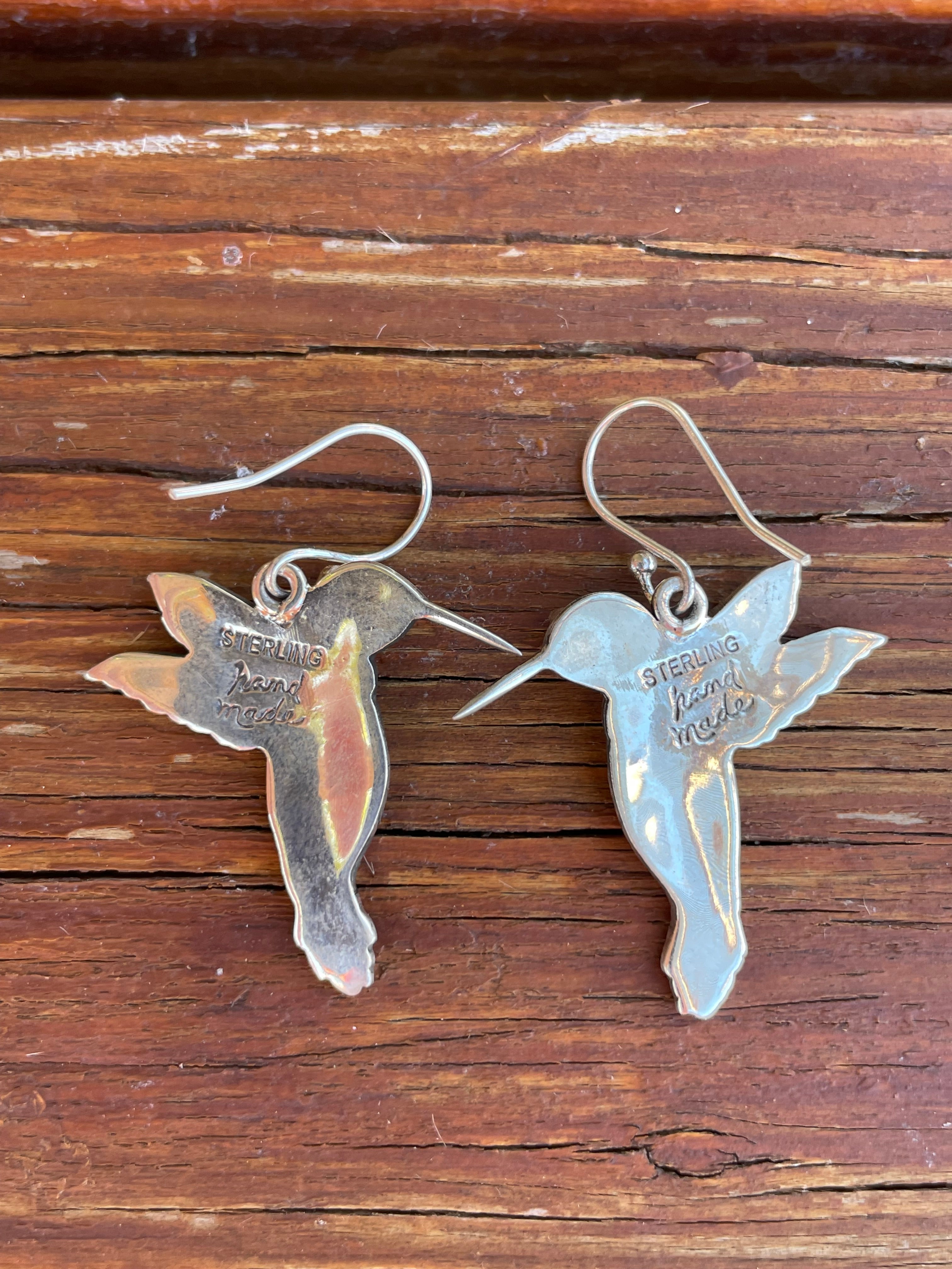 Kingman Turquoise Hummingbird Dangle Earrings | 925 Sterling Silver B920