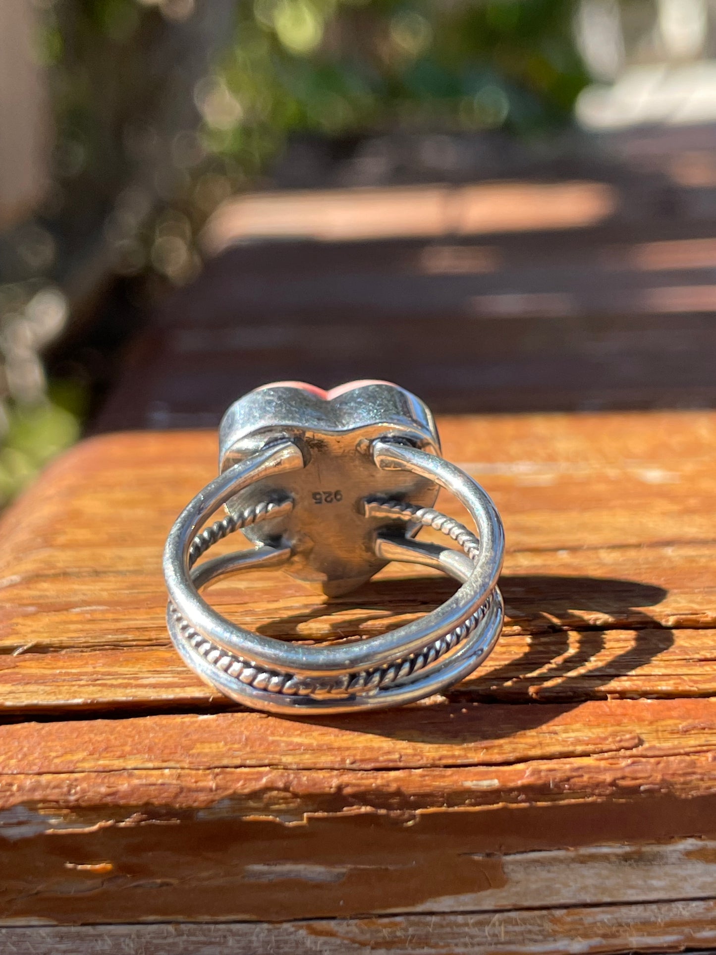 Pink Conch Heart Ring Size 7.5 | 925 Sterling Silver B936