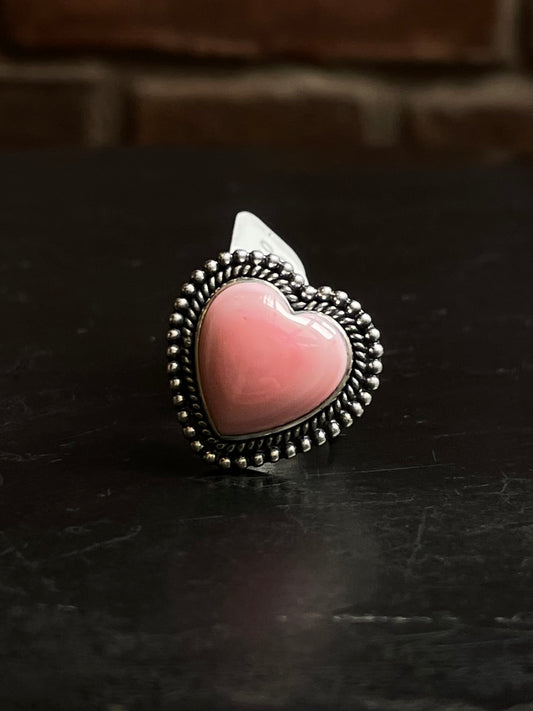 Pink Conch Heart Ring | Sterling Silver | Size 7 | A359