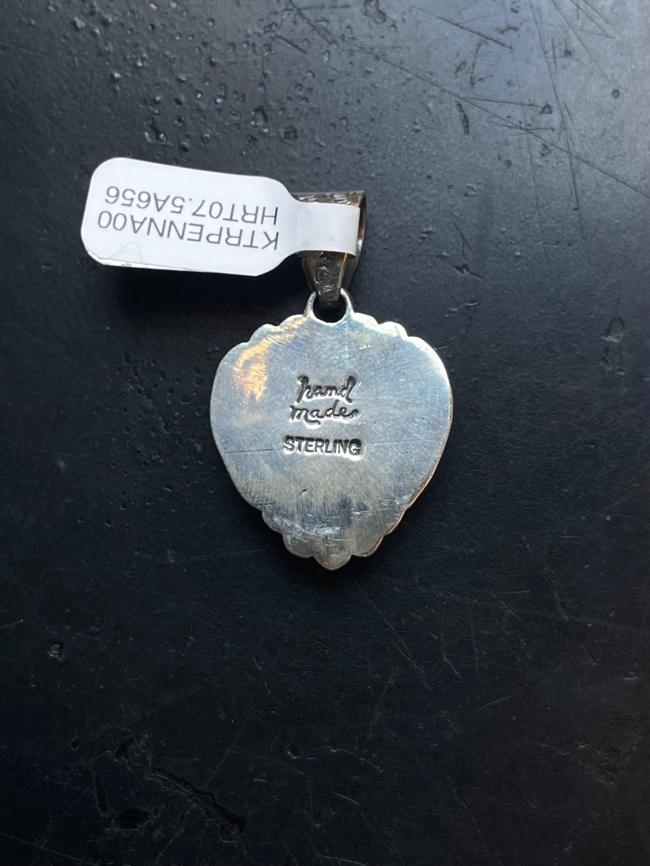 Kingman Turquoise Heart Pendant | Sterling Silver | A656