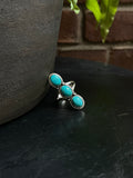 Turquoise Triple Stone Ring | Sterling Silver 925 Size 8.75 C703
