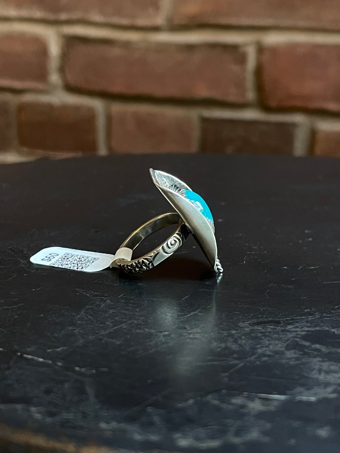 Kingman Turquoise Hat Ring | Sterling Silver | Size 7 | A292