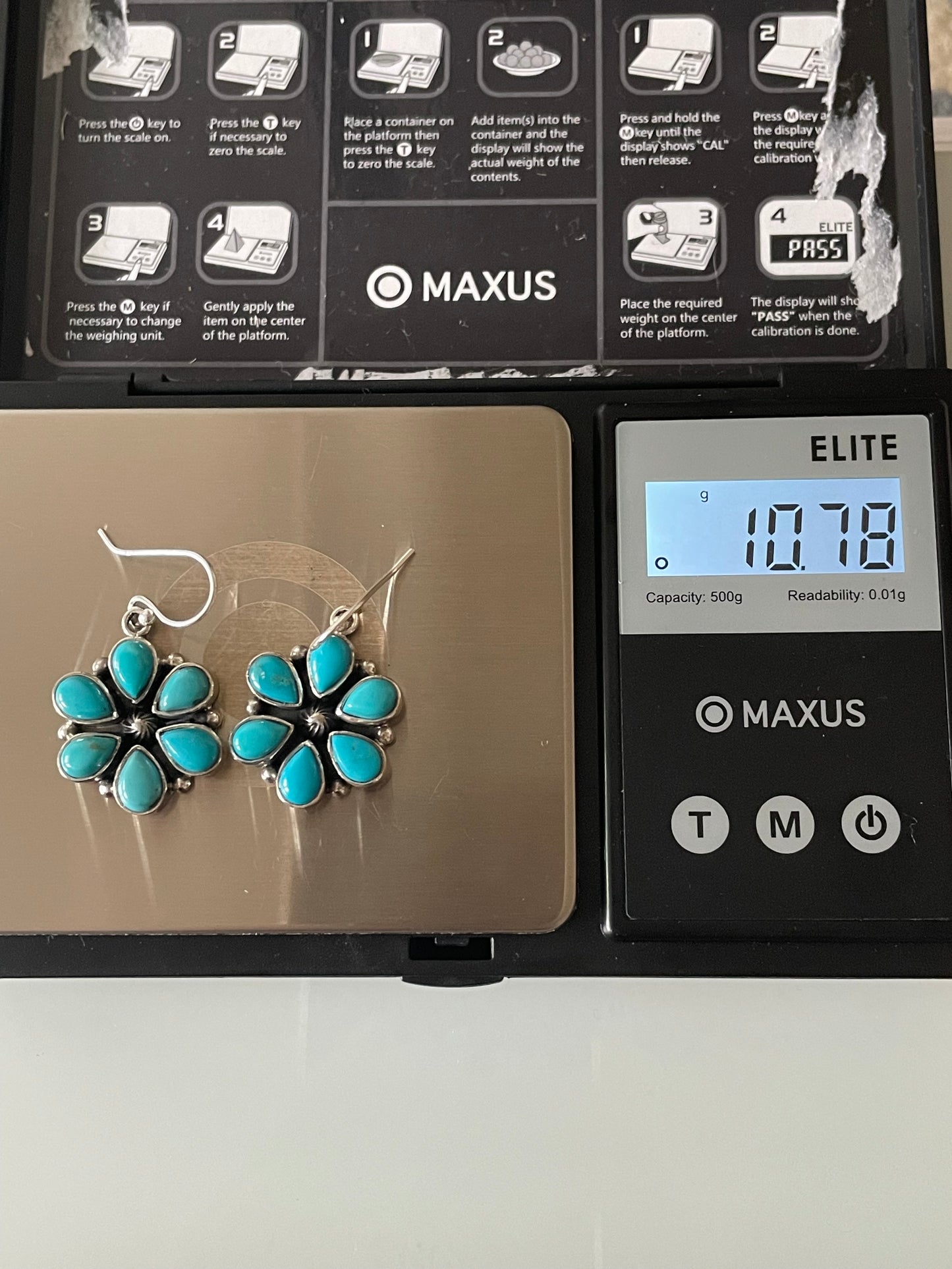 Kingman Turquoise Earrings | Flower Cluster Hook E661