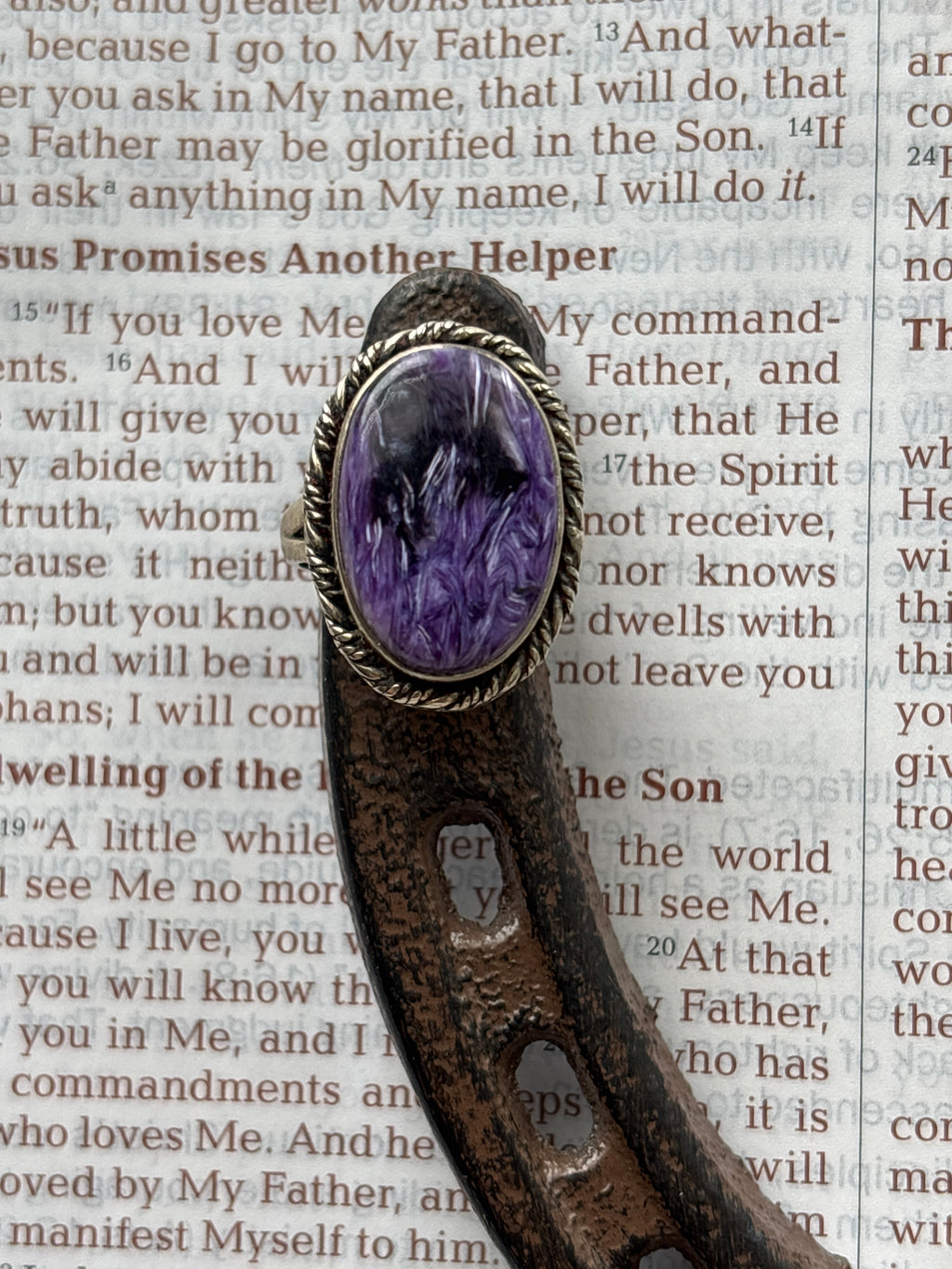 Charoite Oval Statement Ring Size 7 | 925 Sterling SilverD262