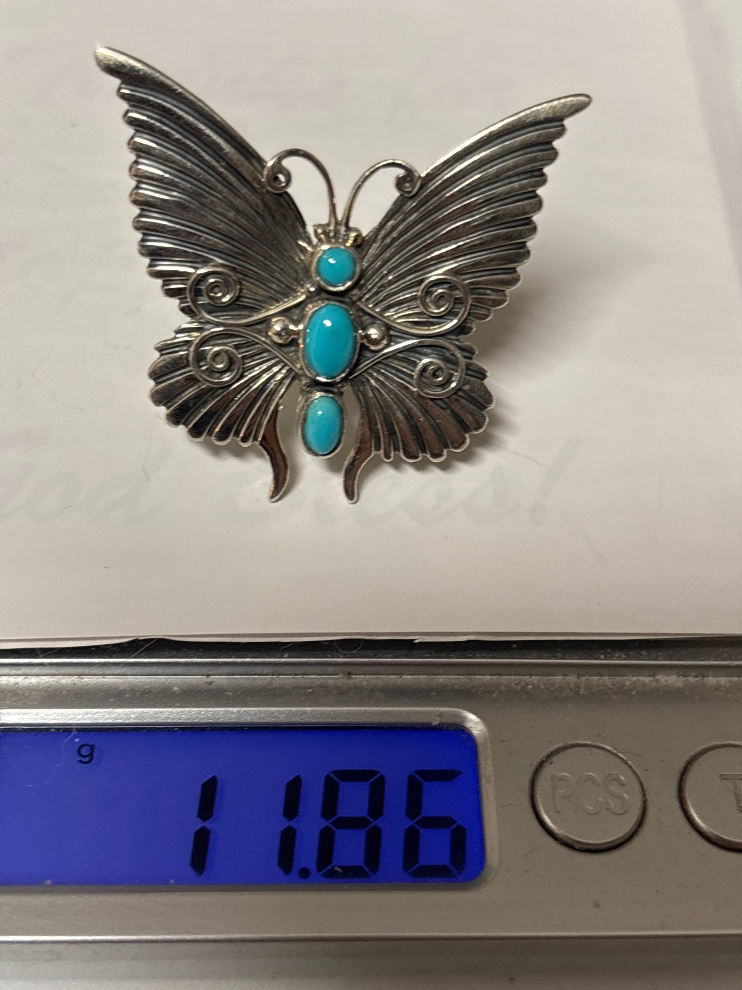 Turquoise Butterfly Ring Size 9 | 925 Sterling Silver C866