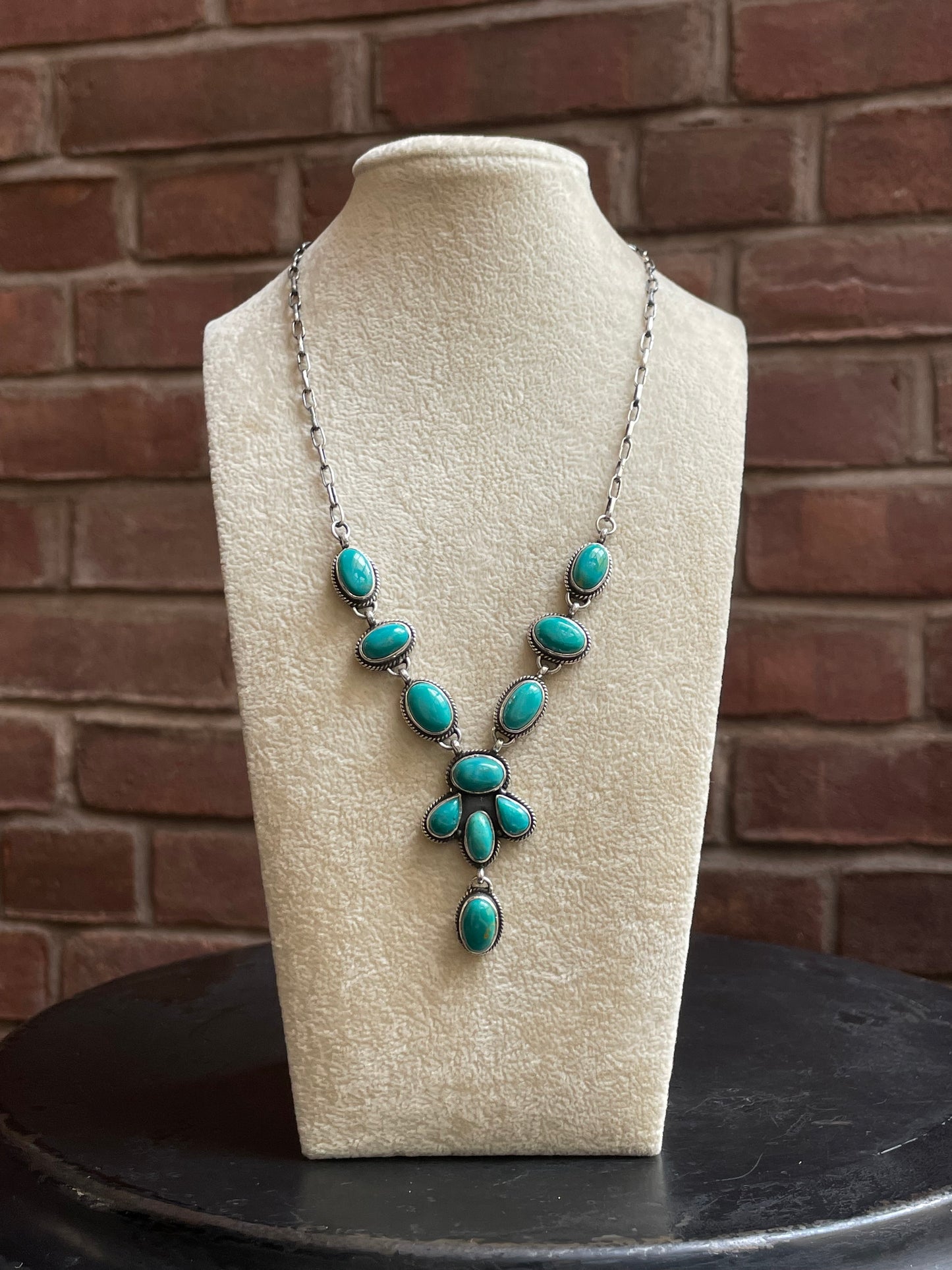 Kingman Turquoise Drop Necklace | 925 Sterling Silver E630