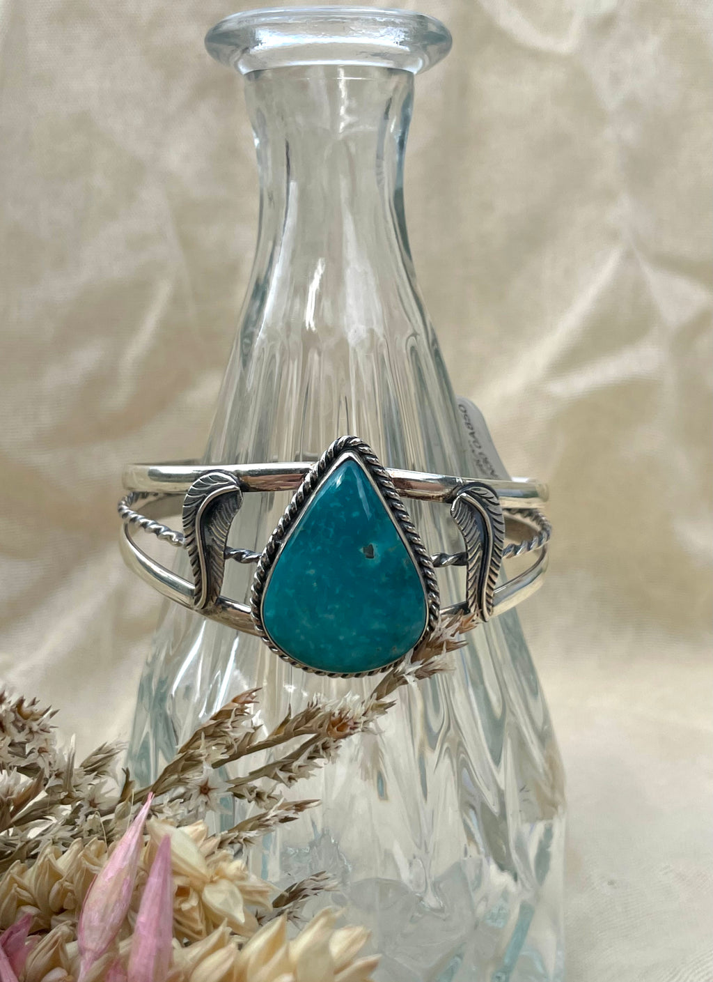 Turquoise Teardrop Cuff Bracelet | 925 Sterling Silver D272