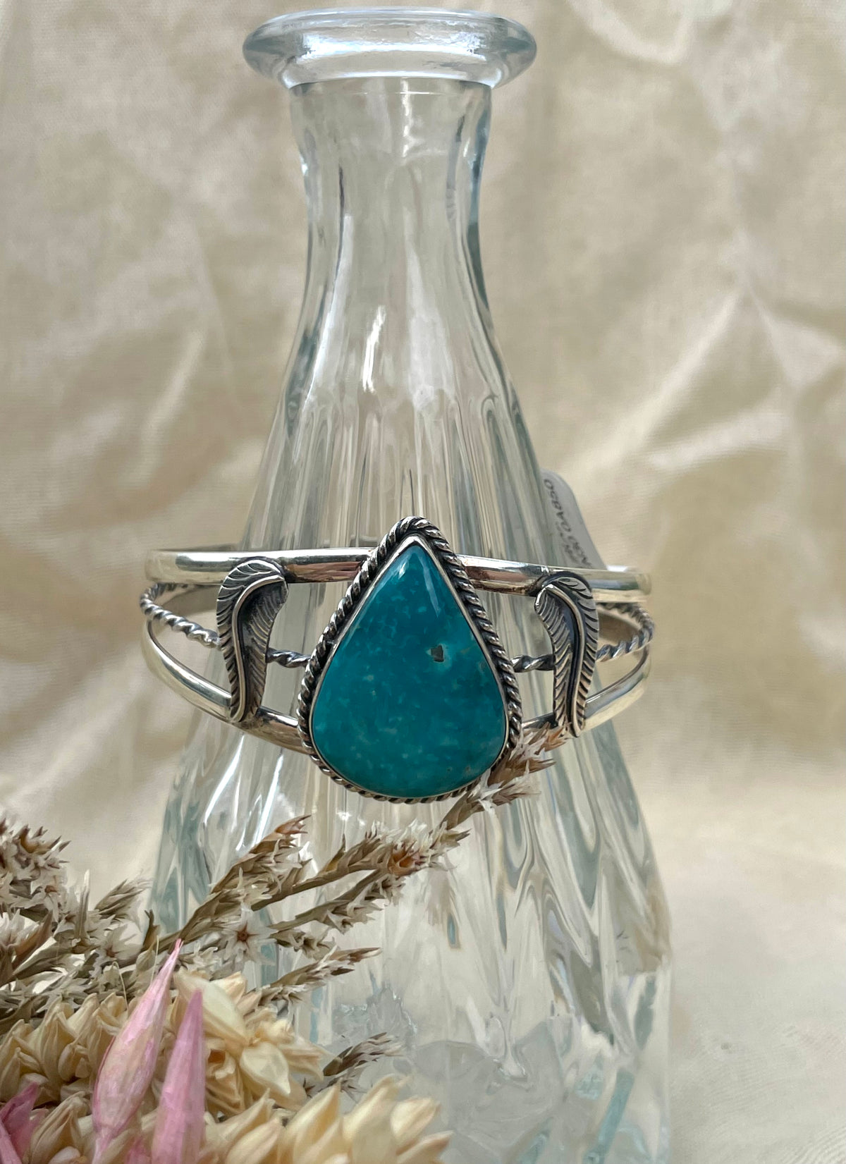 Turquoise Teardrop Cuff Bracelet | 925 Sterling Silver D272