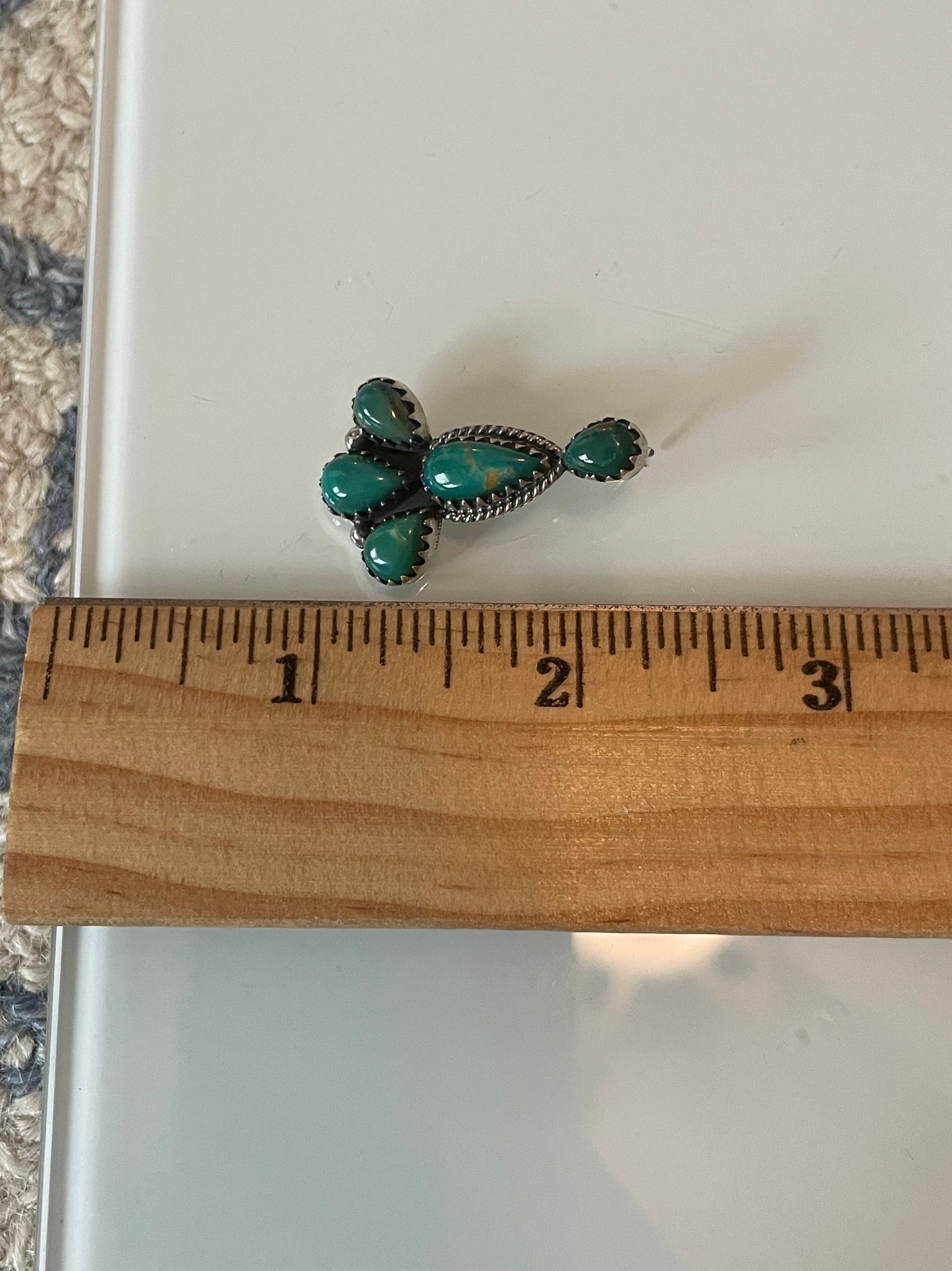 Kingman Turquoise Cluster Dangle Earrings | Sterling Silver E945