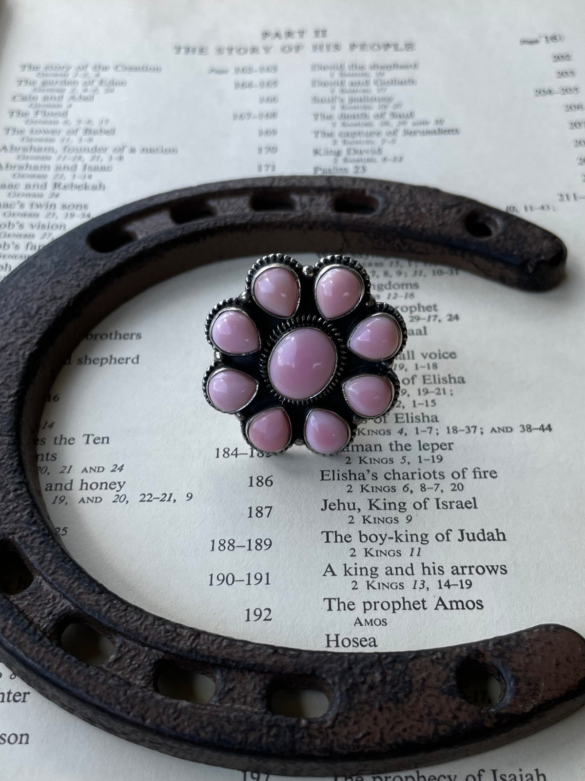 Pink Conch Cluster Ring Size 8 | 925 Sterling Silver G752