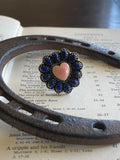 Pink Conch & Lapis Heart Ring Size 6 | 925 Sterling Silver G731
