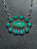 Kingman Turquoise Cluster Necklace | Sterling Silver G420
