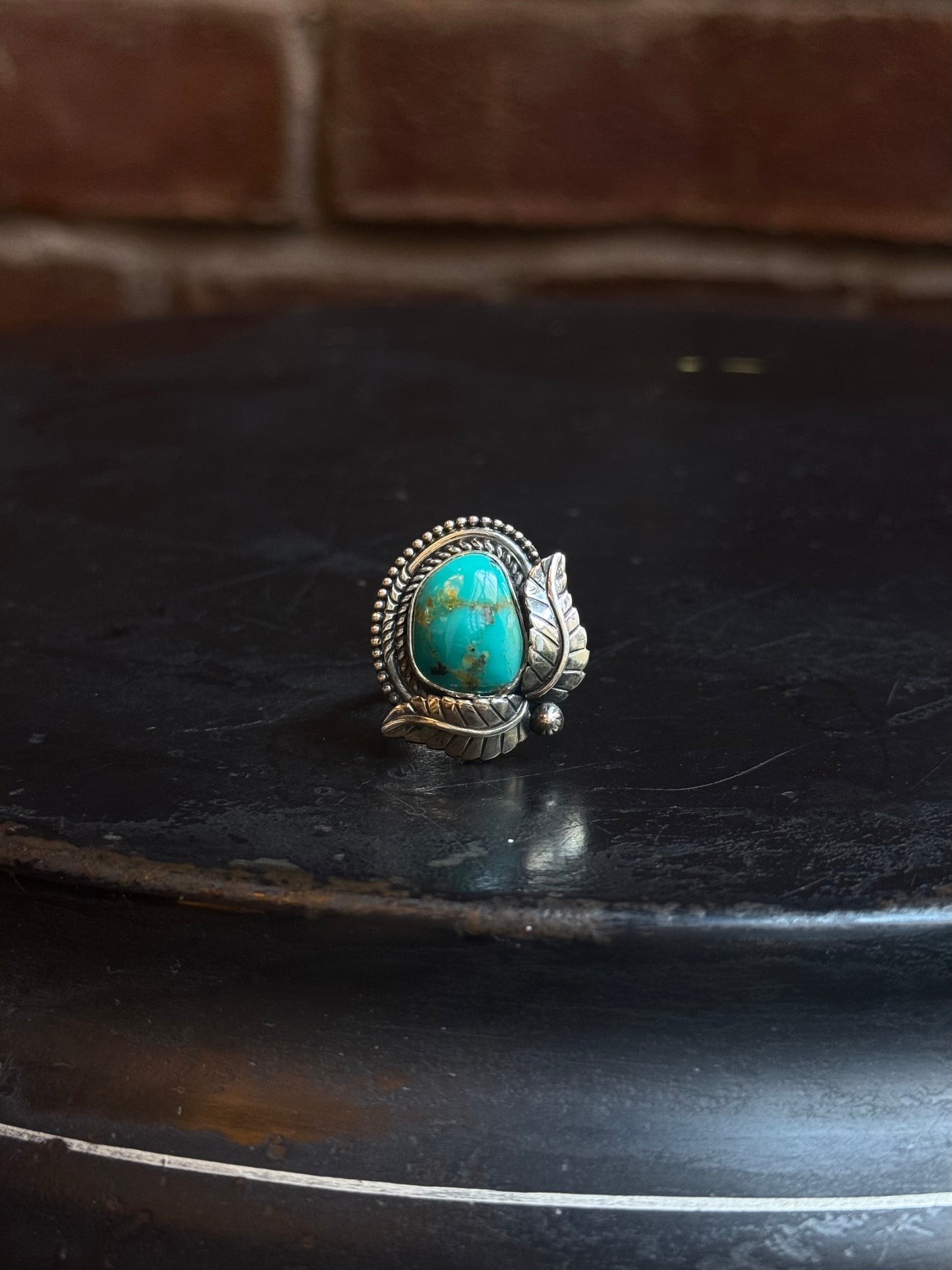Turquoise Floral Ring Size 7.5 | 925 Sterling Silver C433