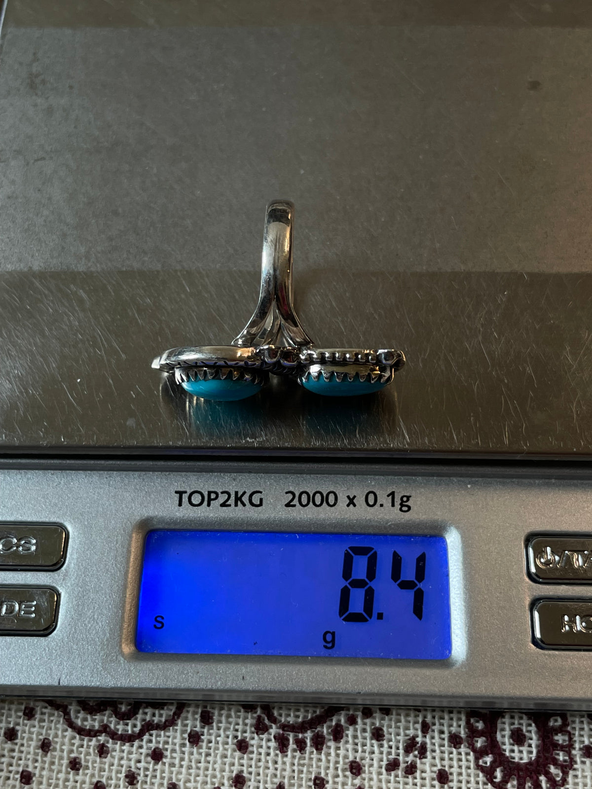 Turquoise Double Stone Snake Ring Size 8 | 925 Sterling Silver C952