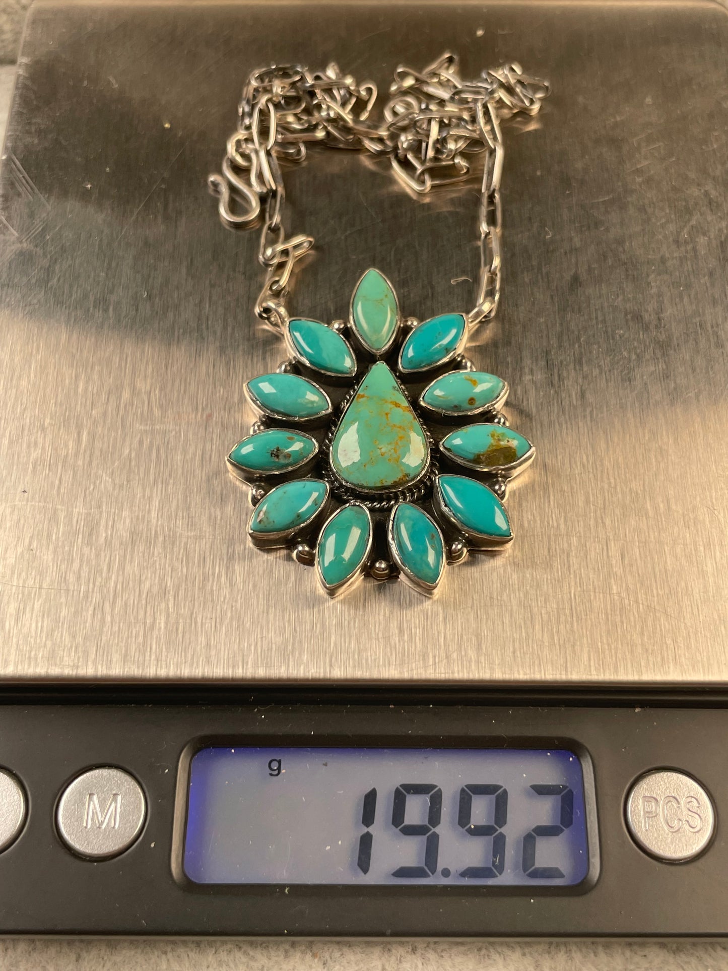 Turquoise Cluster Necklace | 925 Sterling Silver D164