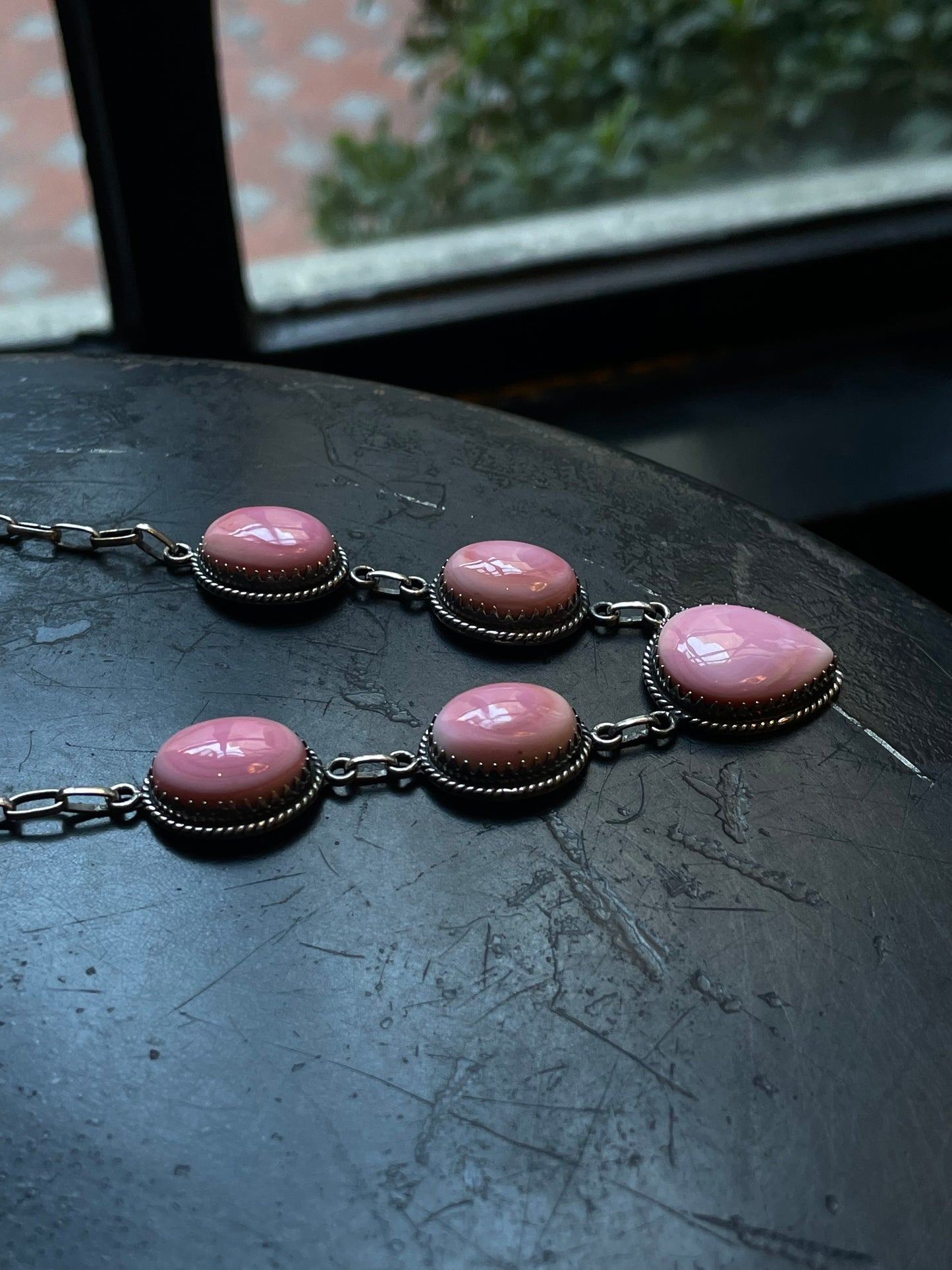 Pink Conch Lariat Necklace | 925 Sterling Silver E366