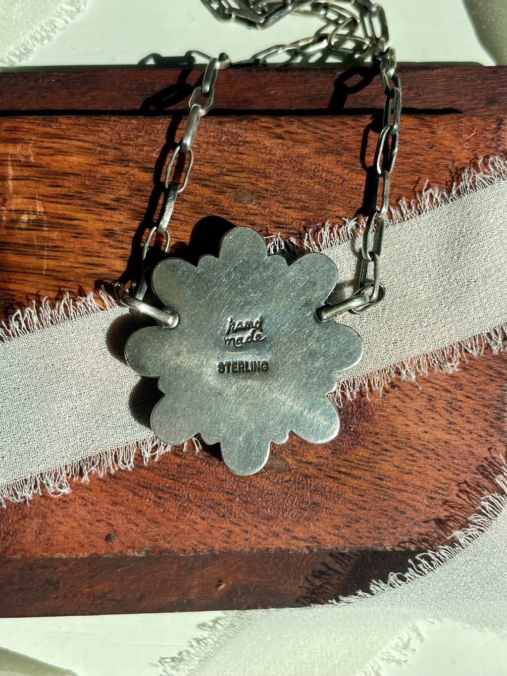 Kingman Turquoise Flower Necklace | 925 Sterling Silver G594