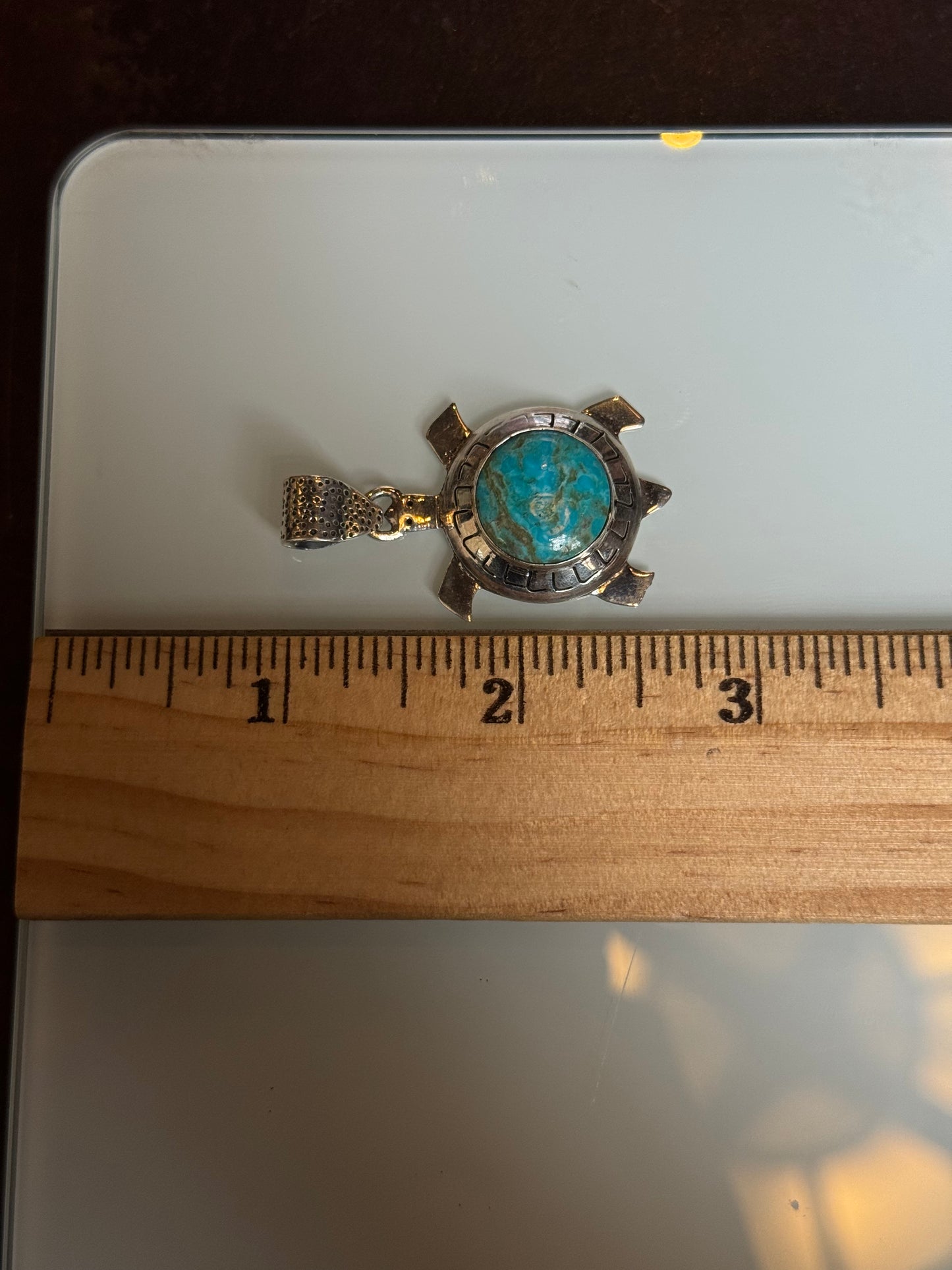 Turquoise Turtle Pendant | Sterling Silver 925 | Southwest C376