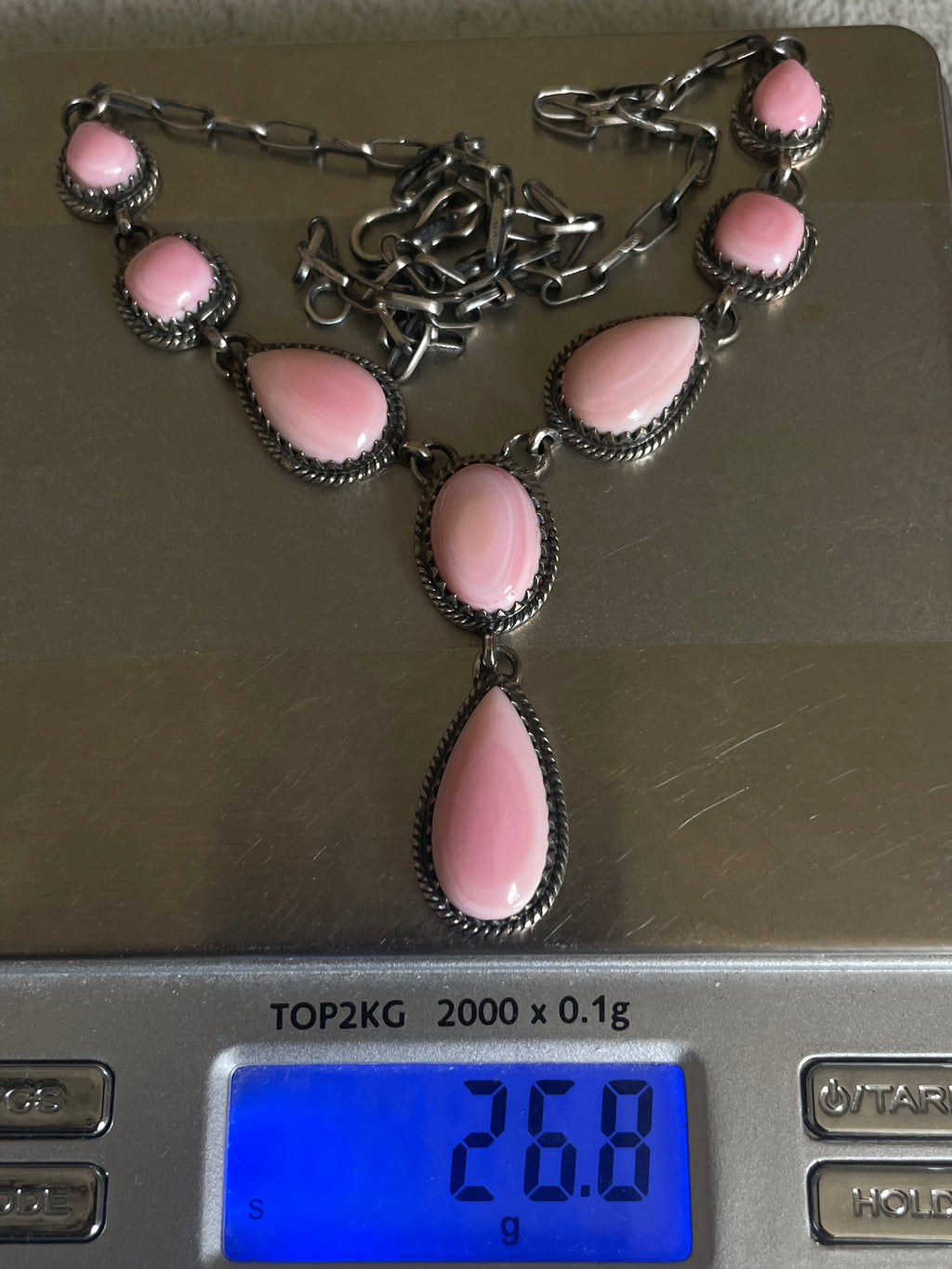 Pink Conch Teardrop Necklace | 925 Sterling Silver D253