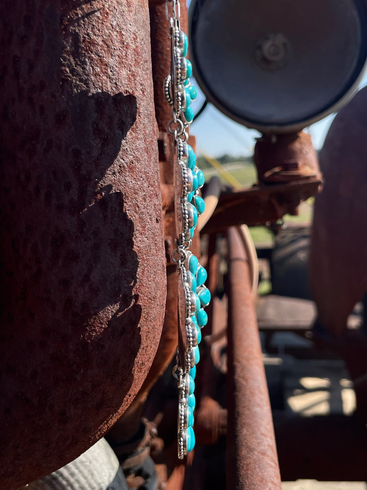 Kingman Turquoise Flower Necklace | 925 Sterling Silver G398