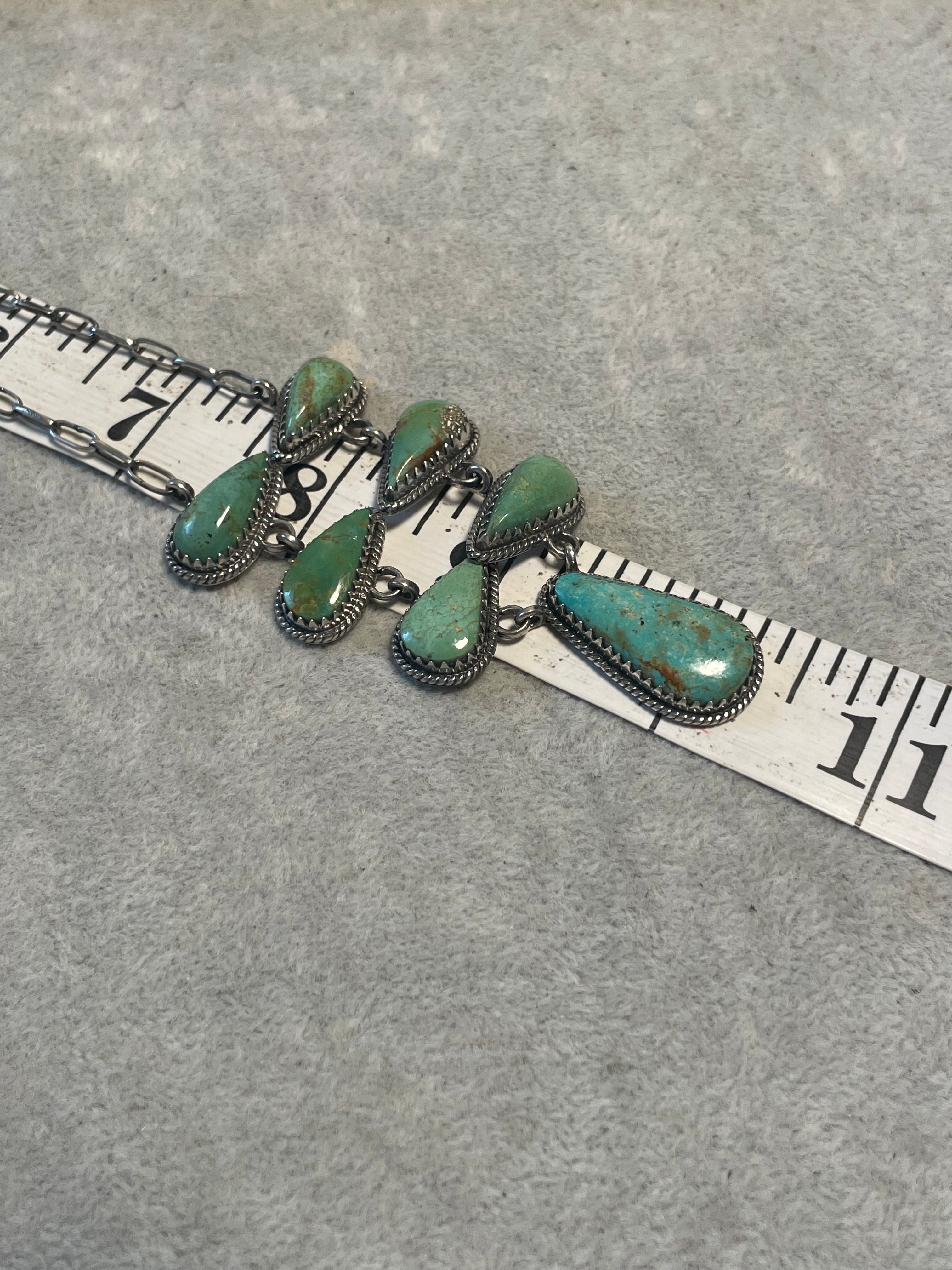 Green Turquoise Drop Necklace | 925 Sterling Silver D222