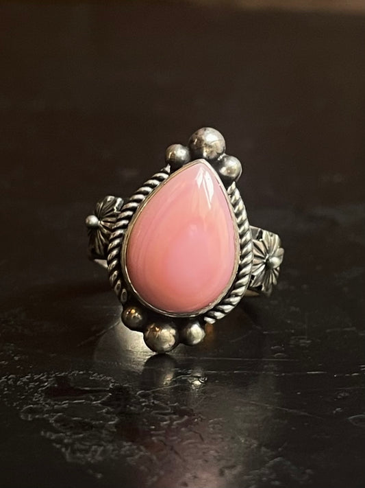 Pink Conch Ring Size 6 | 925 Sterling Silver G129