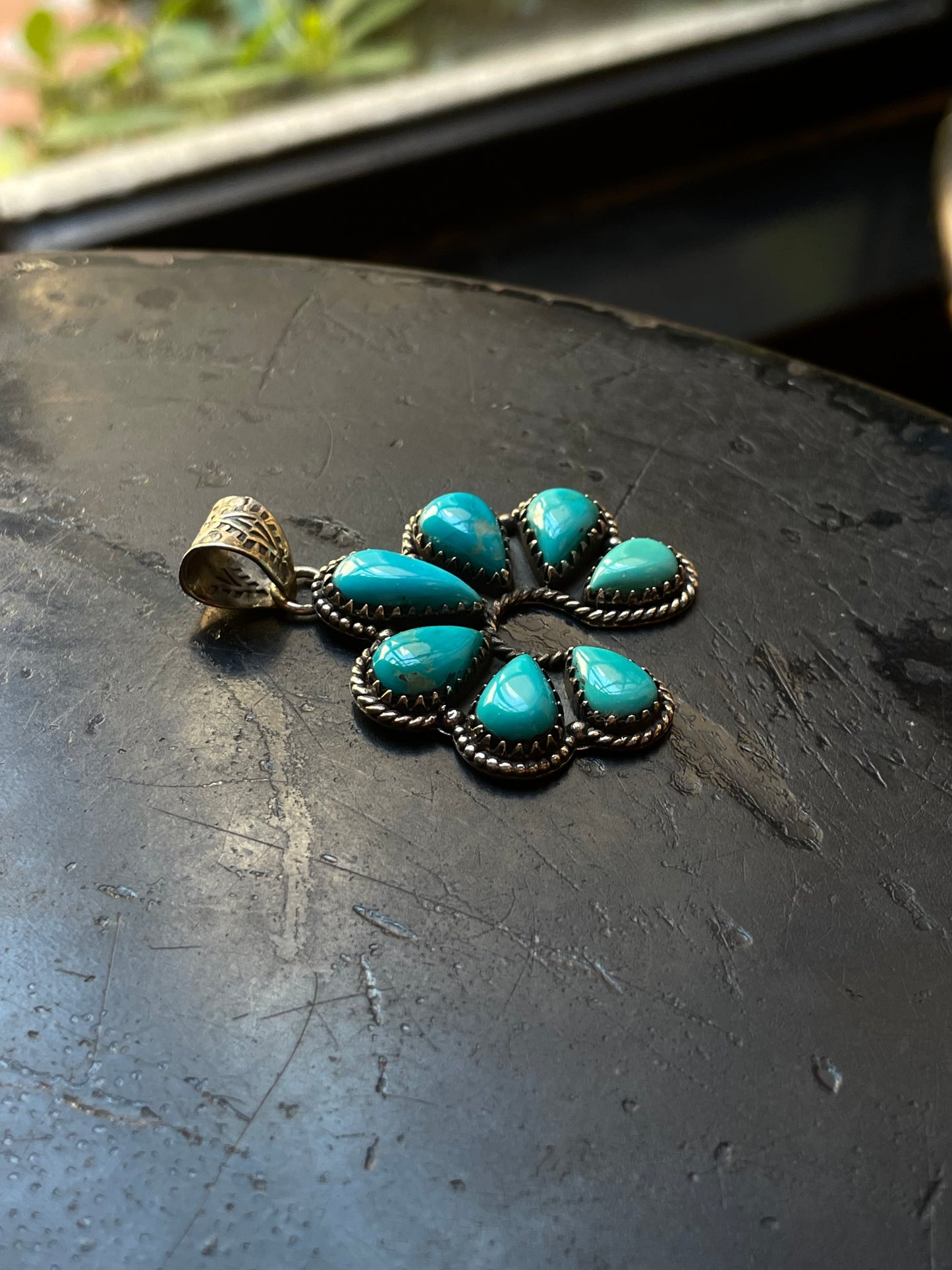 Kingman Turquoise Naja Pendant | Sterling Silver G467