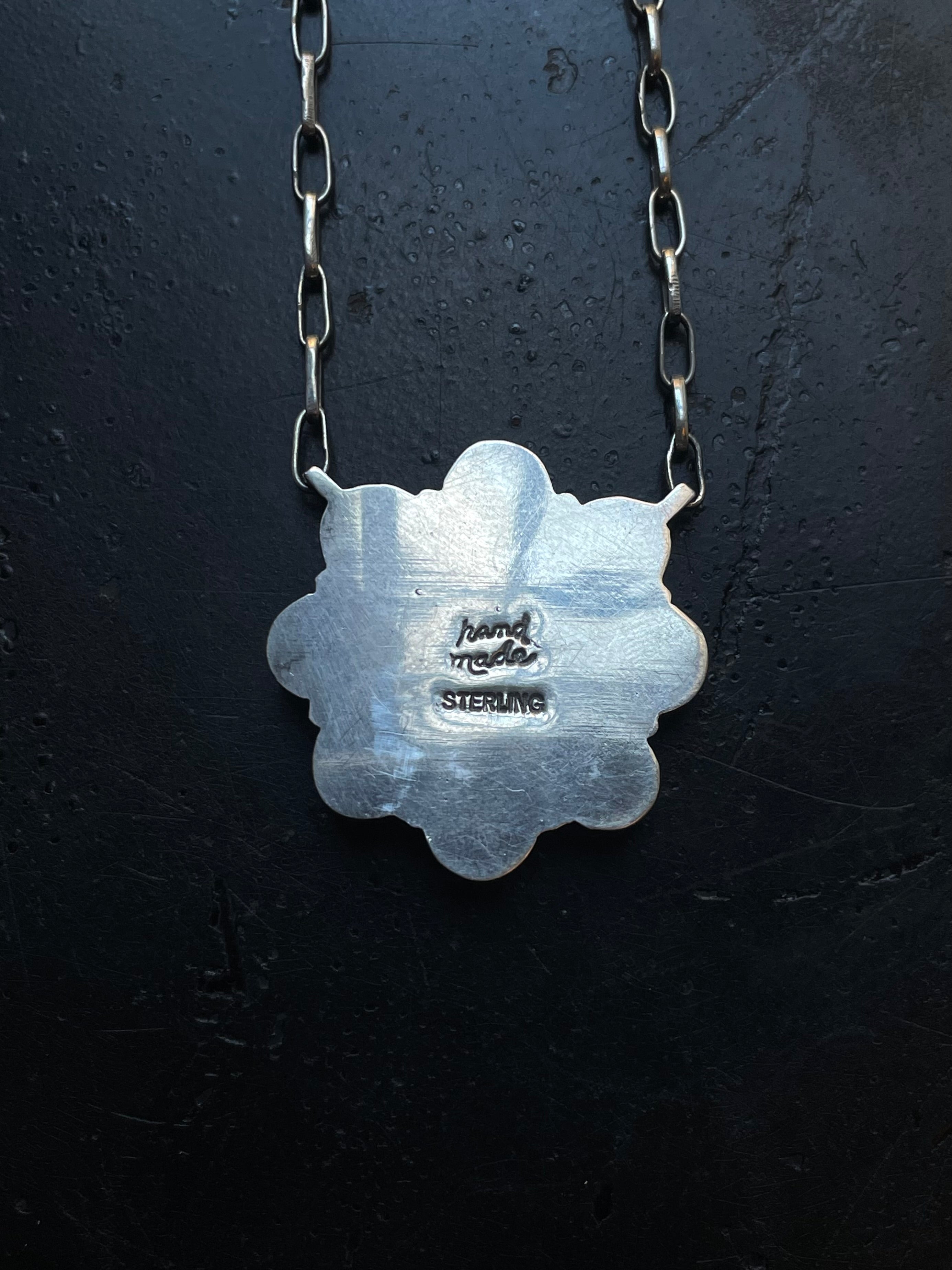 Kingman Turquoise Flower Necklace | 925 Sterling Silver G396
