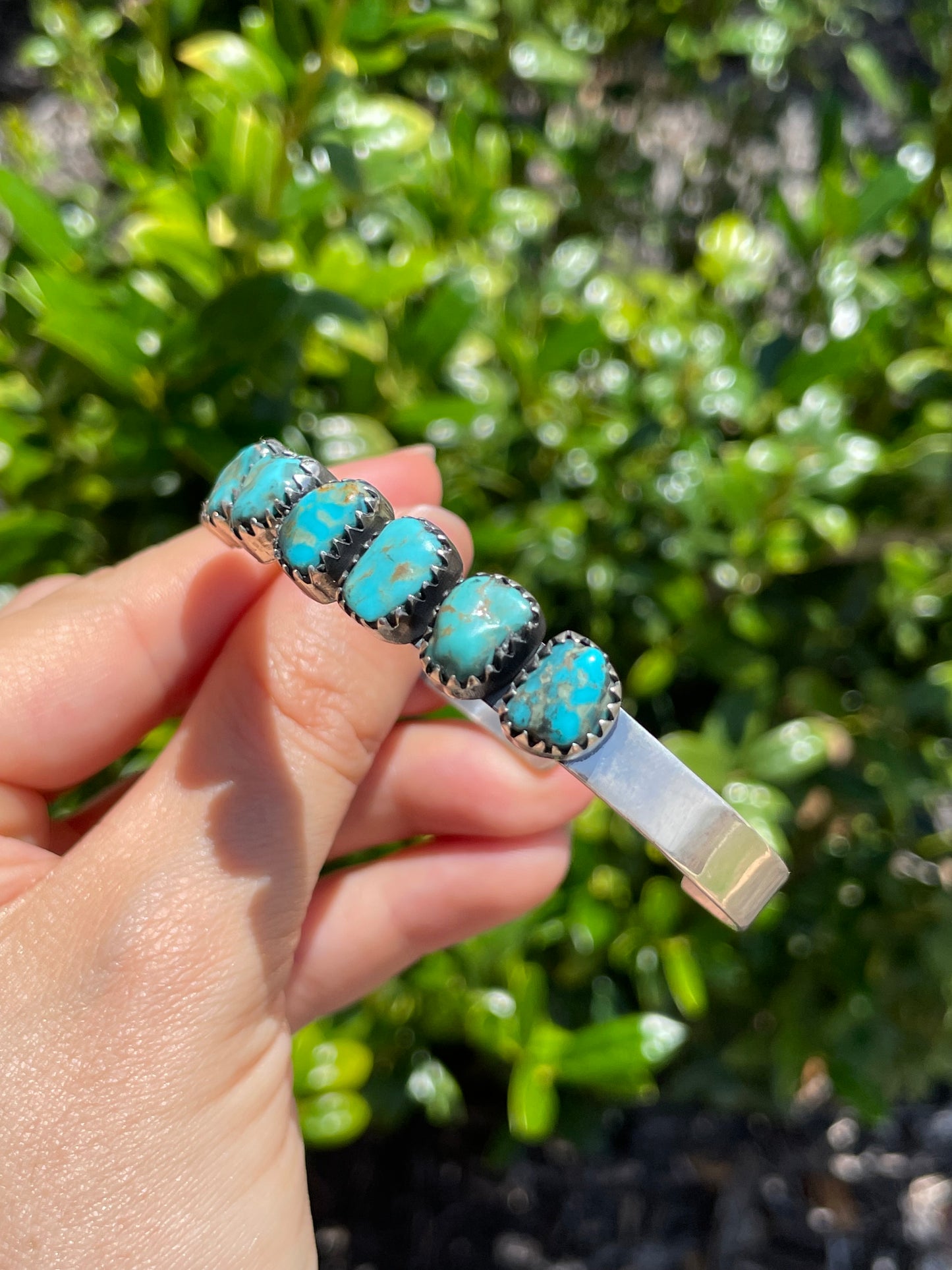 Kingman Turquoise Row Cuff Bracelet | 925 Sterling Silver D149