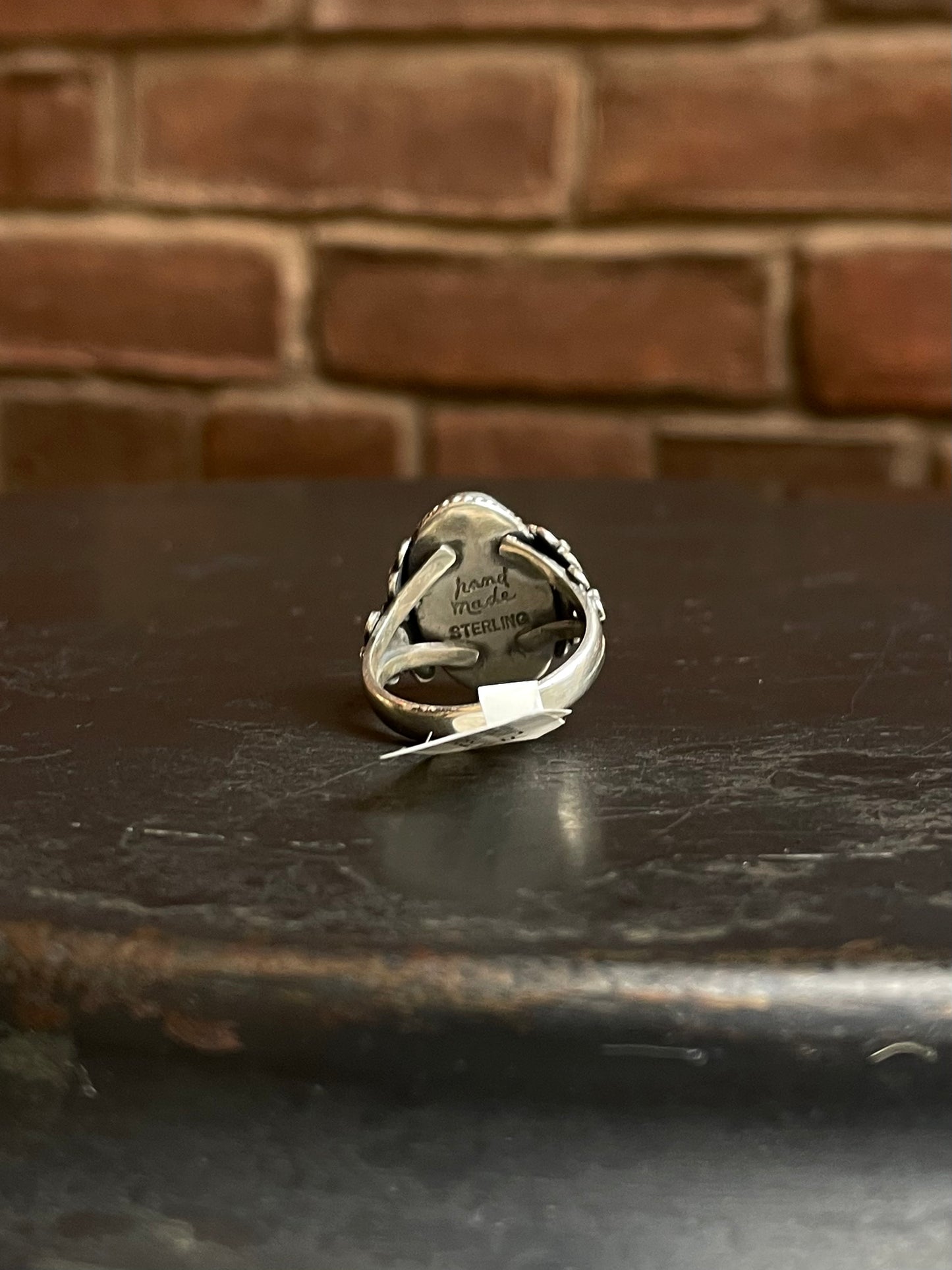Kingman Turquoise Flower Ring | Sterling Silver | Size 9 | A023