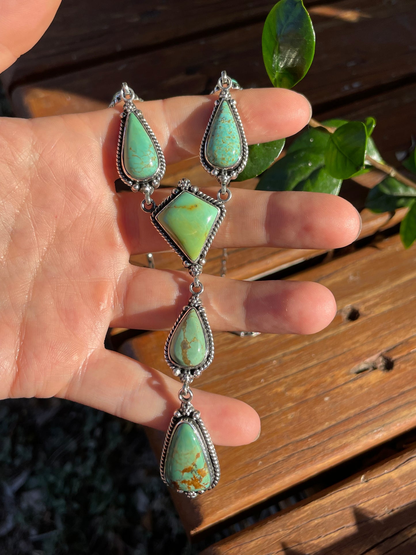 Kingman Turquoise Lariat Necklace | Sterling Silver 925 B888