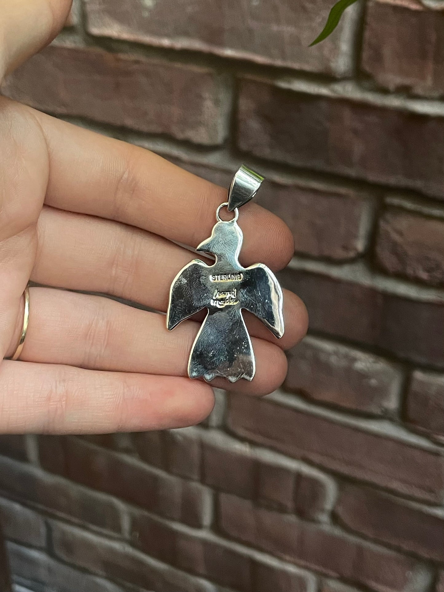Kingman Turquoise Thunderbird Pendant | 925 Silver C533