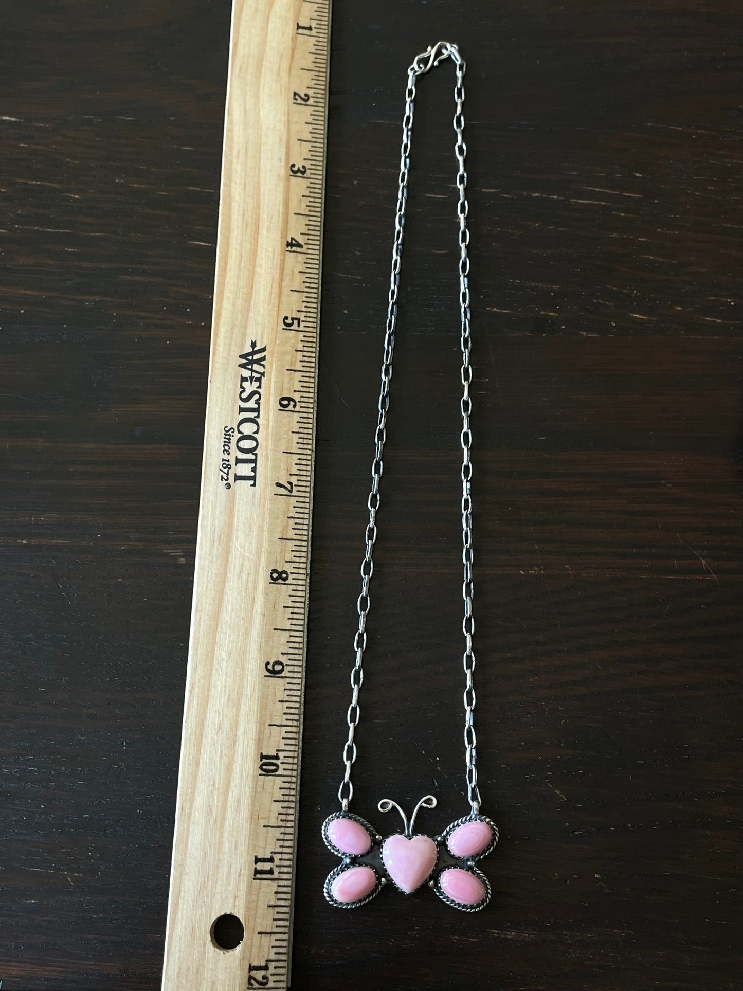 Pink Conch Butterfly Necklace | Sterling Silver E826