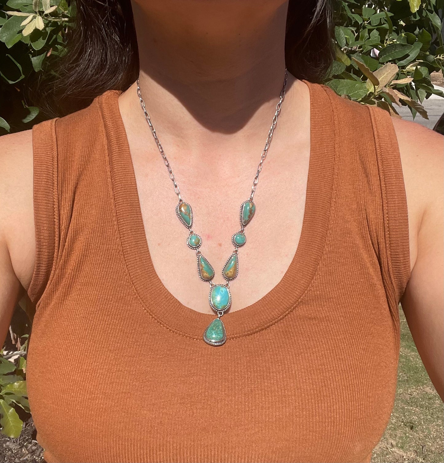 Kingman Turquoise Statement Necklace | Sterling Silver D123