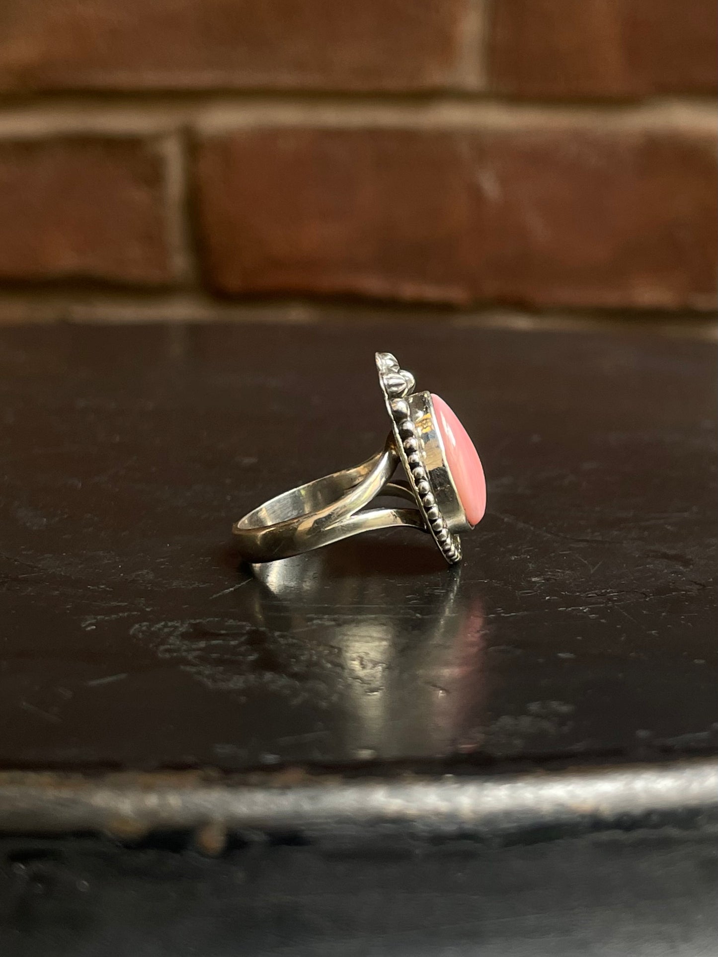Pink Conch Tear Drop Ring Size 8 | 925 Sterling Silver G137