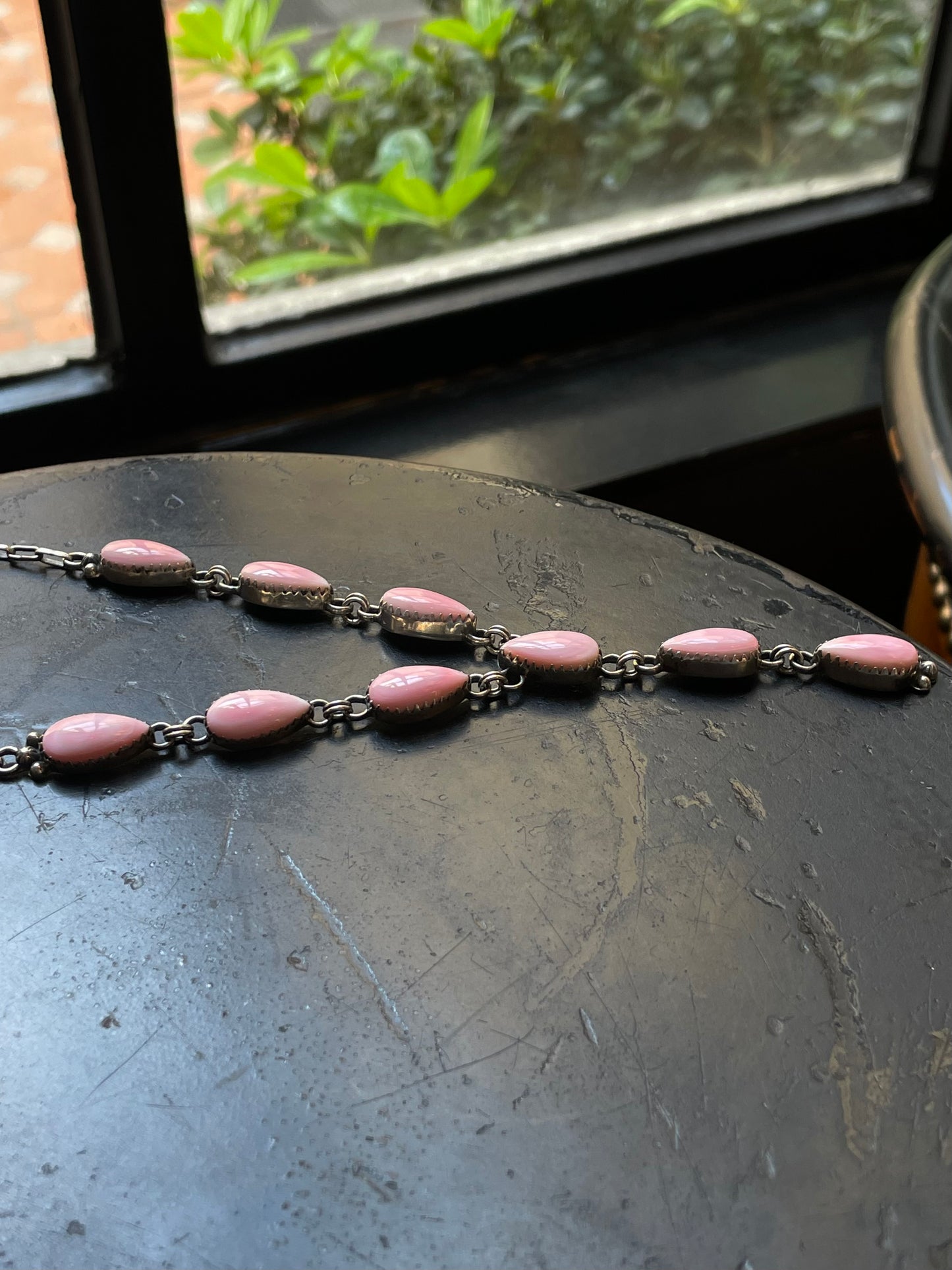 Pink Conch Tear Drop Necklace | 925 Sterling Silver E978