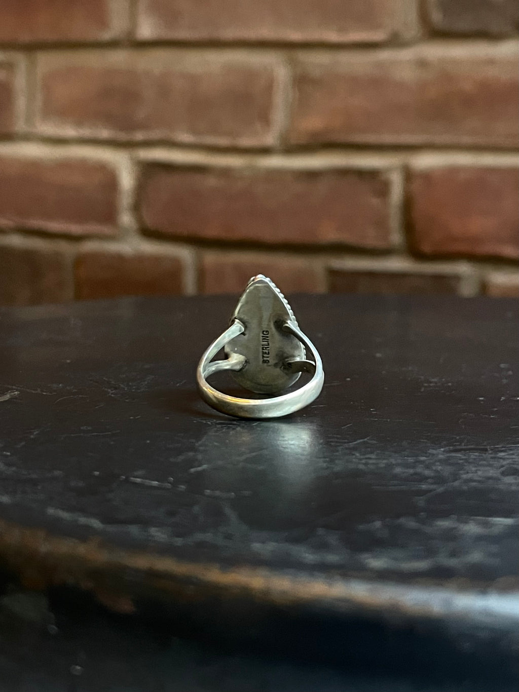 Pink Conch Tear Drop Ring | 925 Sterling Silver Size 9 E465