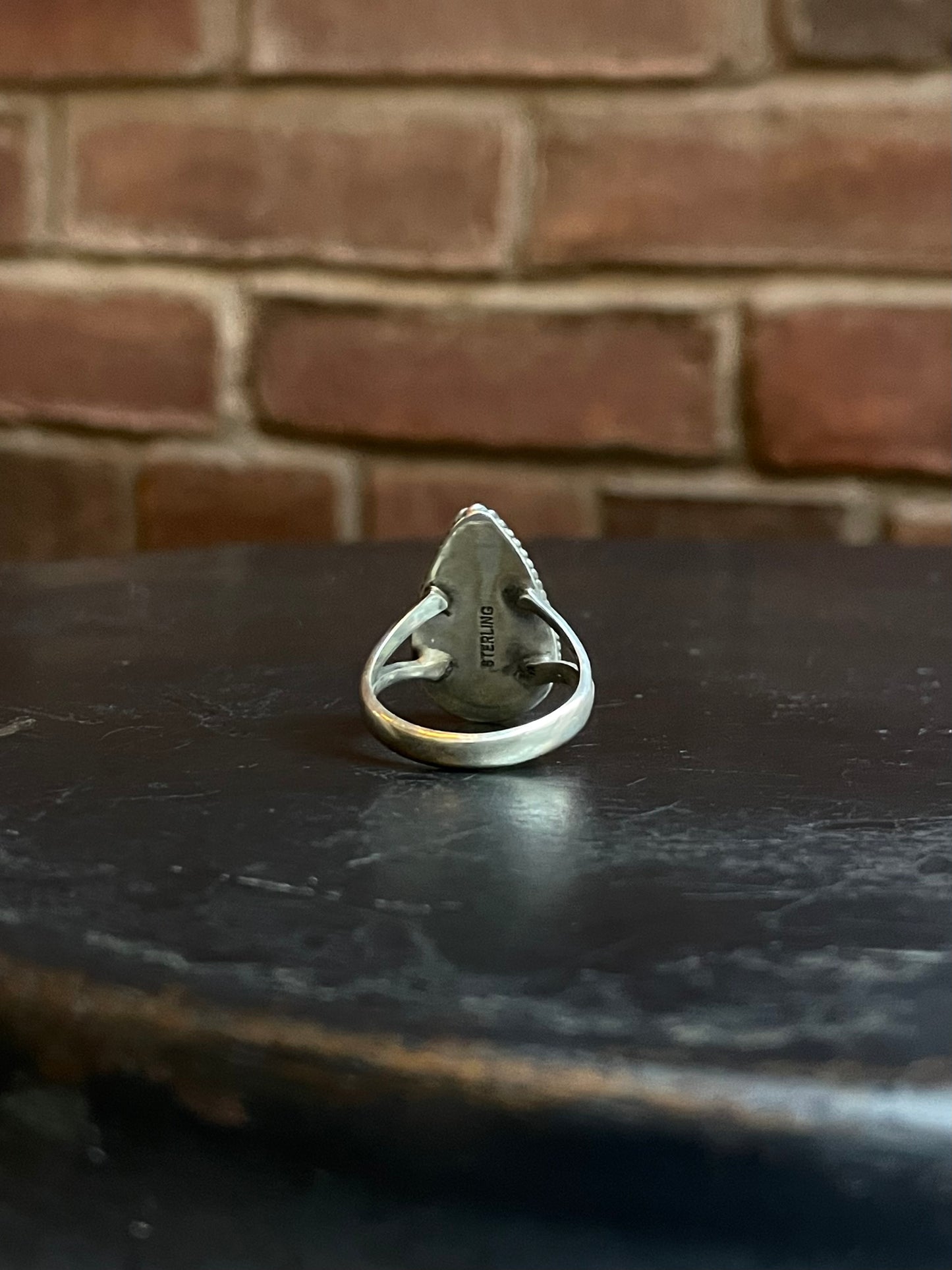 Pink Conch Tear Drop Ring | 925 Sterling Silver Size 9 E465