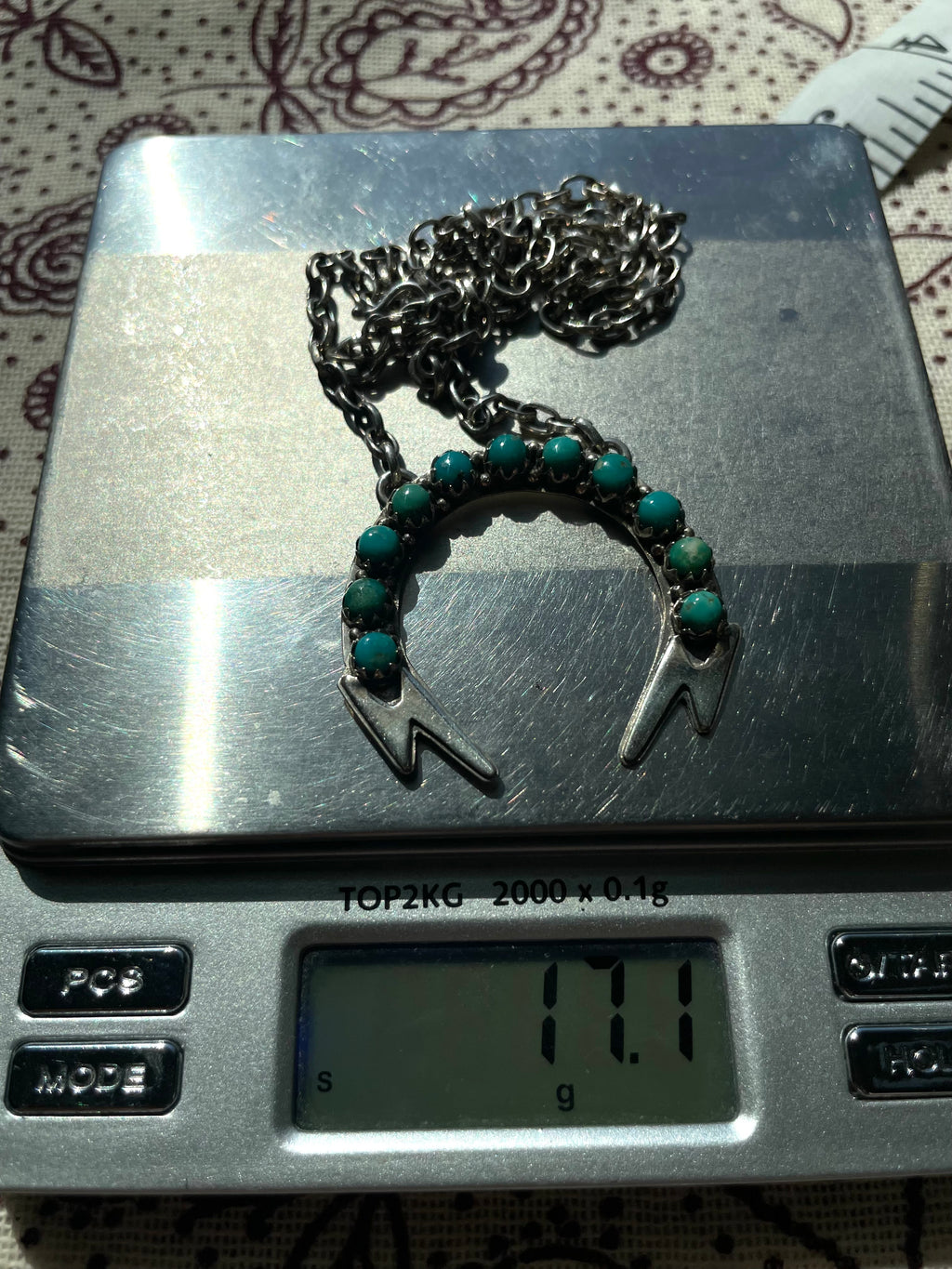 Kingman Lightning Bolts Turquoise Necklace | 925 Sterling Silver E361