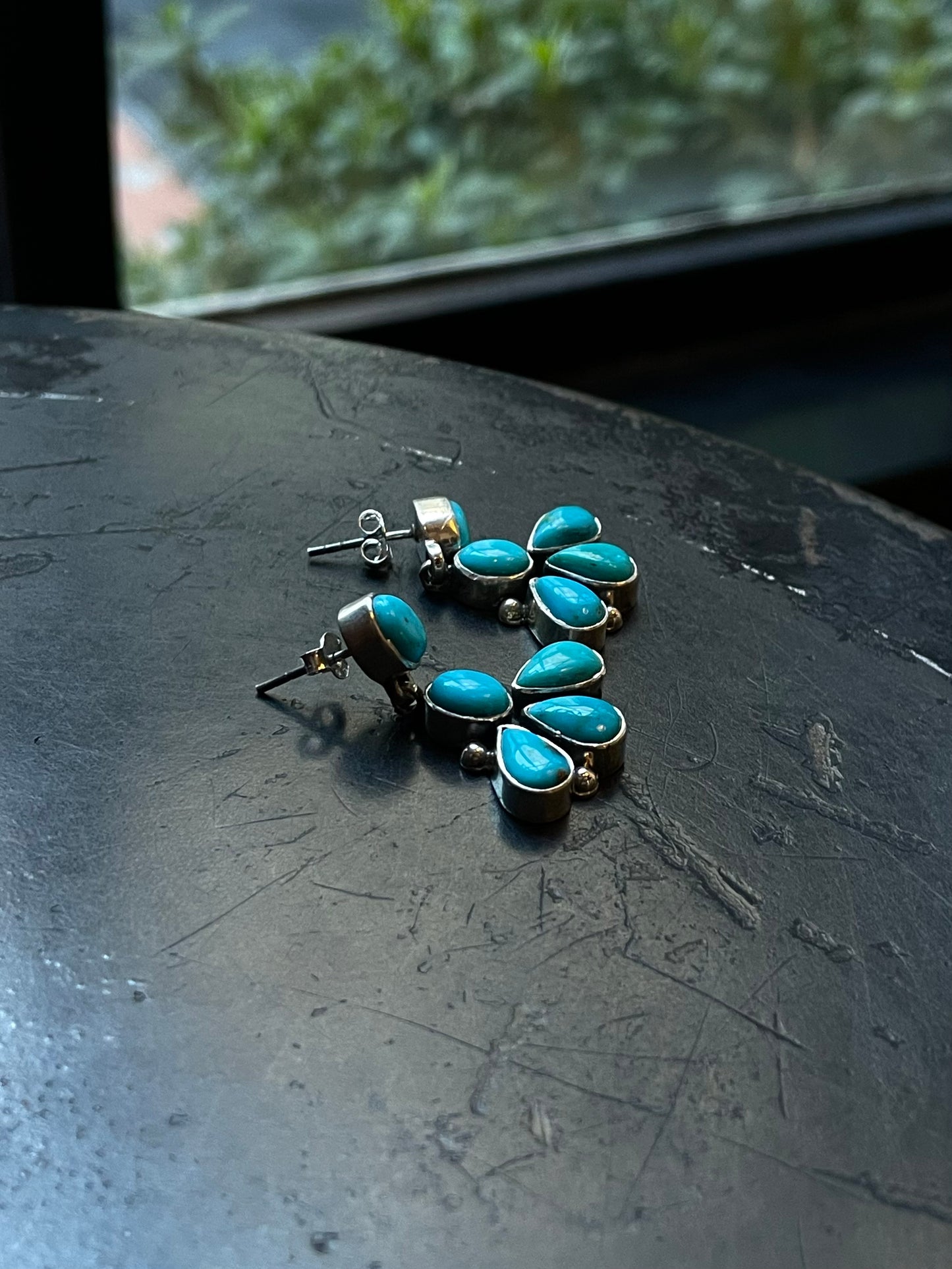 Kingman Turquoise Drop Earrings | 925 Sterling Silver E412
