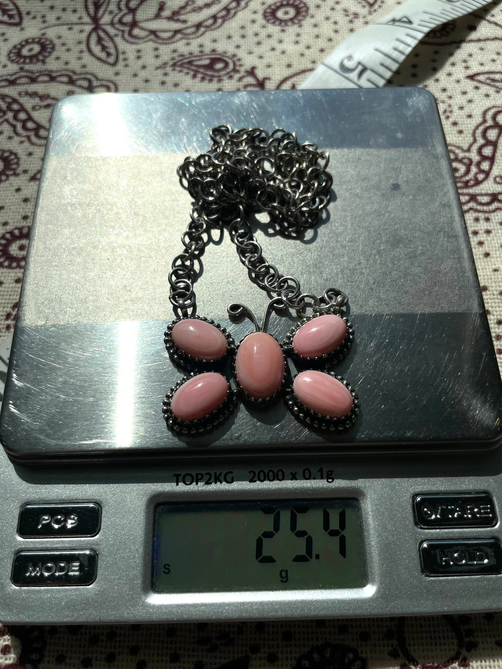 Pink Conch Butterfly Necklace | Cluster Pendant | 925 Silver E579